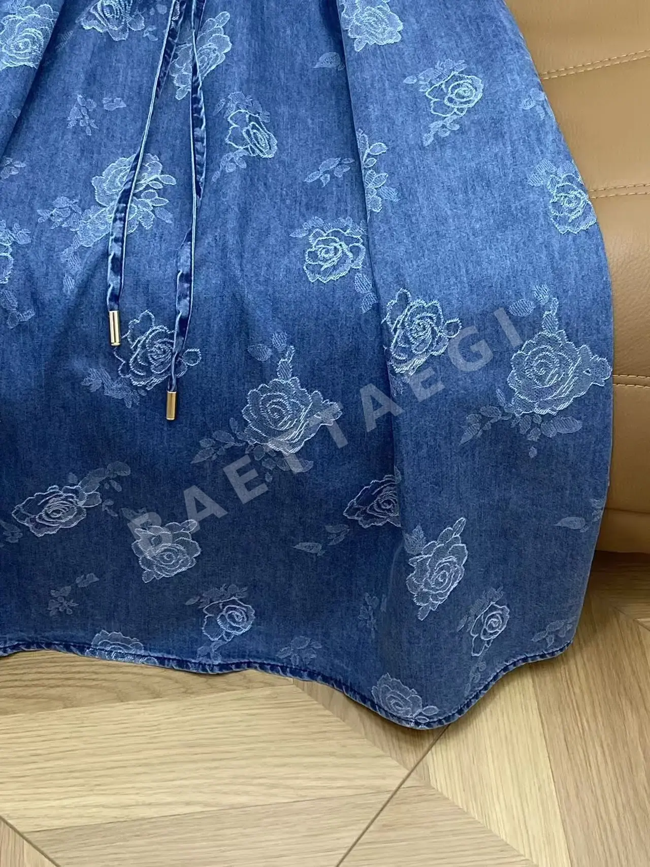 디올 데님 자카드 로즈 패턴 여성 원피스 상세 이미지 6