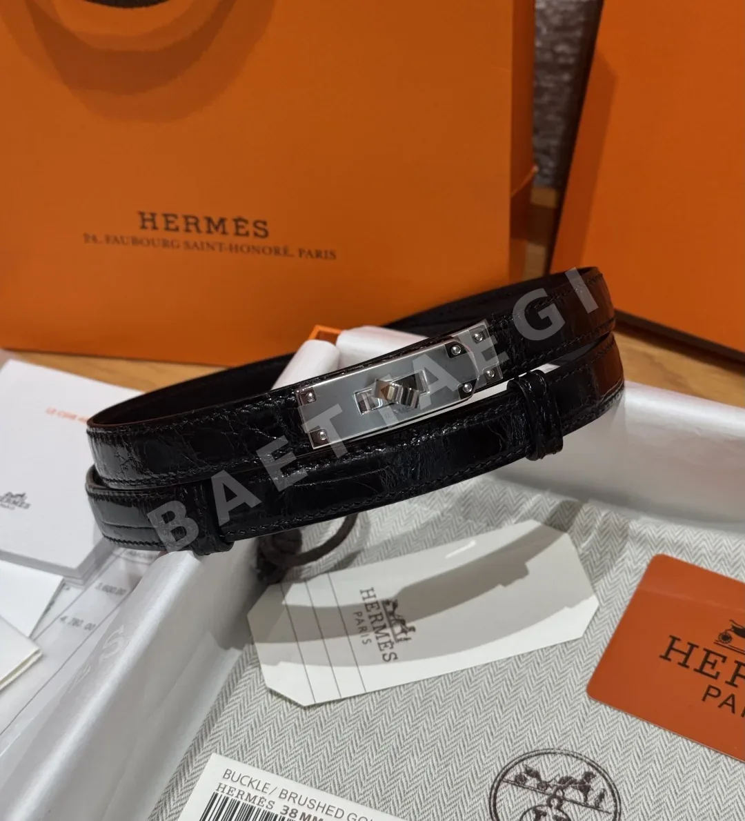 에르메스 켈리 크로커다일 카프스킨 벨트 상세 이미지 2