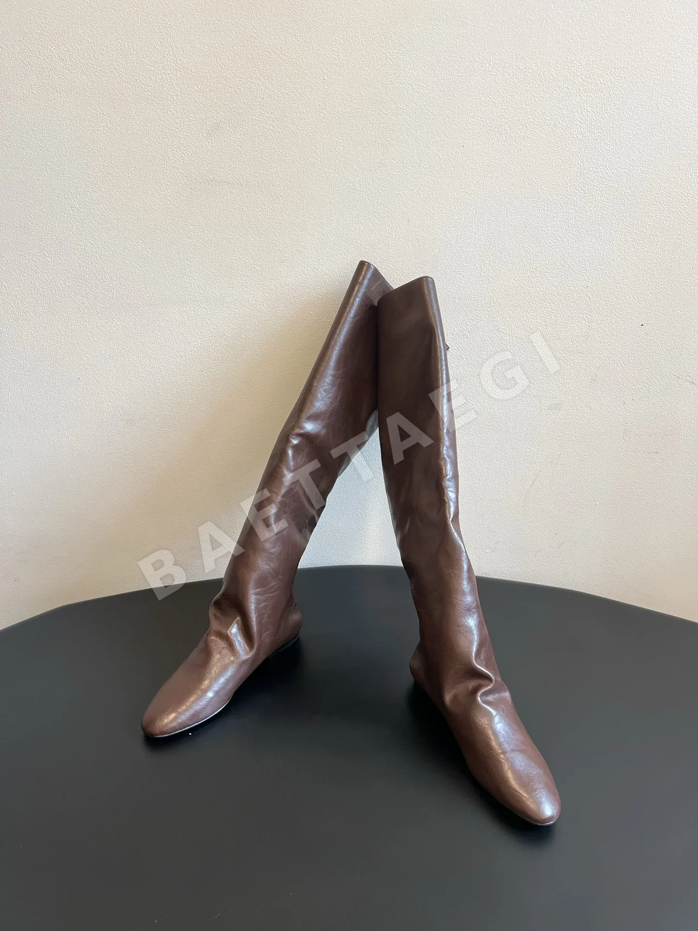 더로우 부츠 PU 플랫 상세 이미지 3