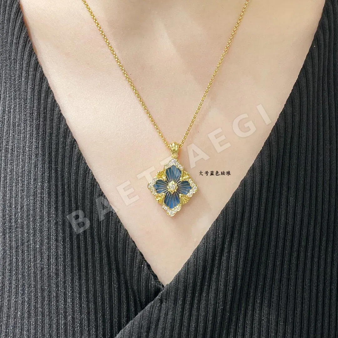 부첼라티 라지 오페라 블루 에나멜 목걸이 64212