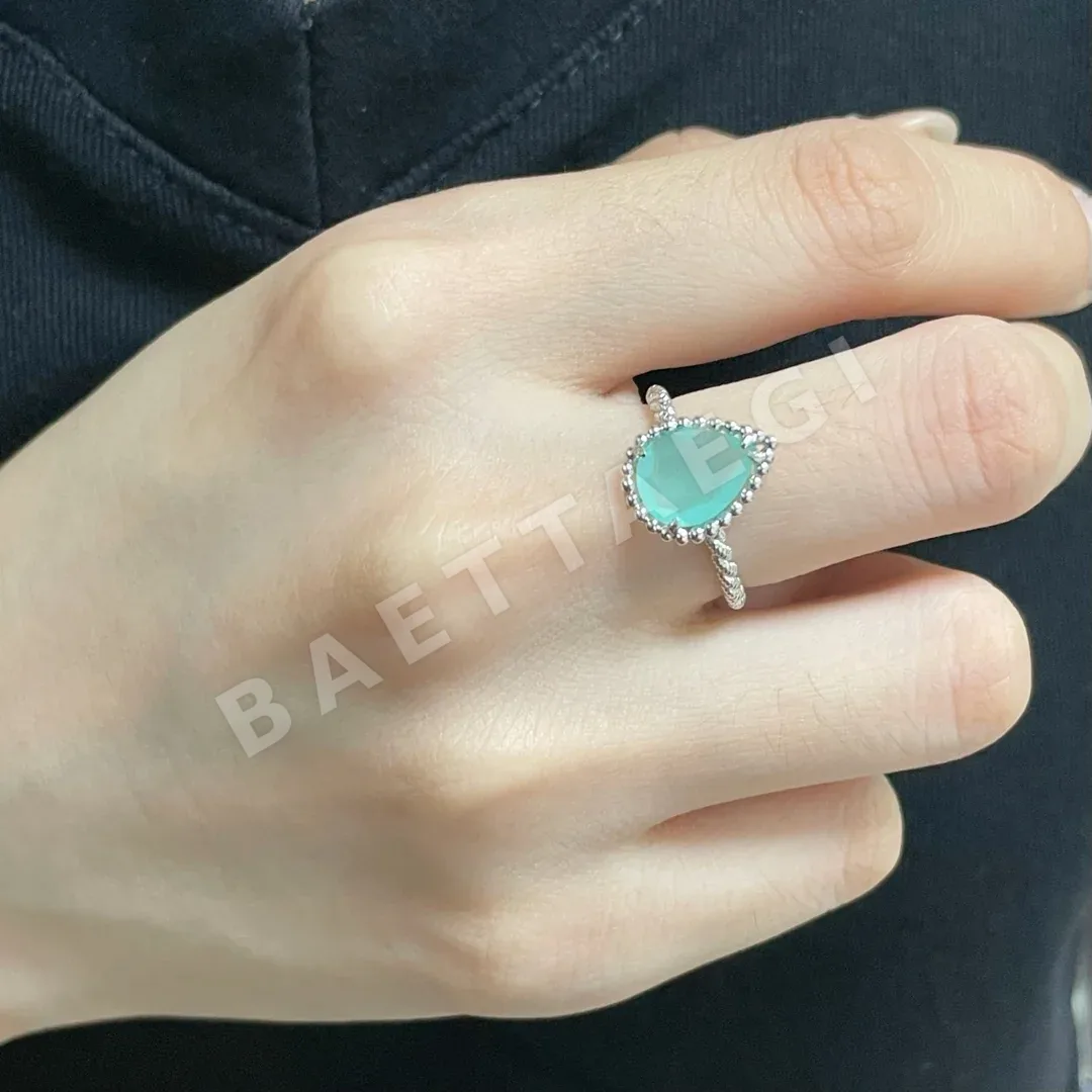 부쉐론 블루그린 칼세도니 티어드롭 반지 상세 이미지 2