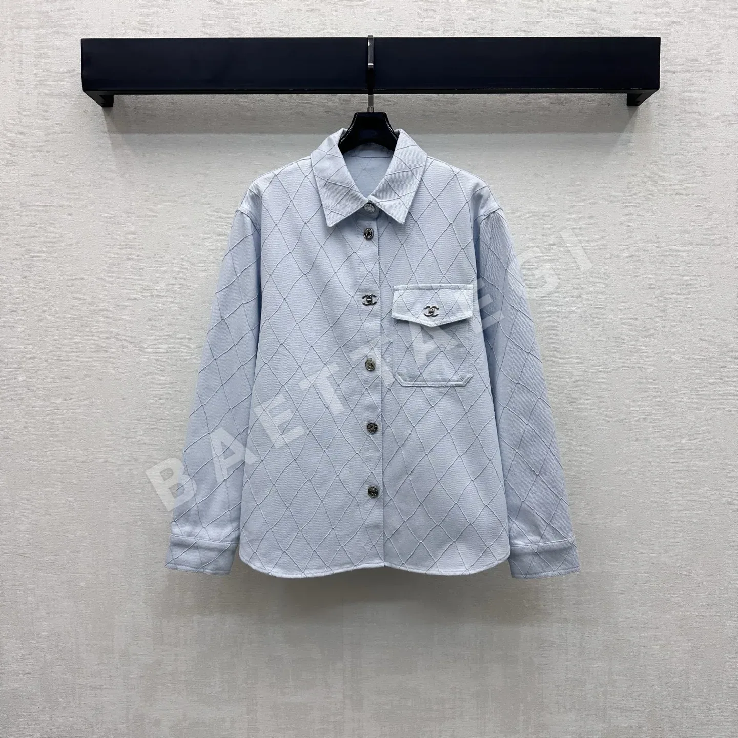 샤넬 다이아몬드 퀼팅 코튼 데님 긴팔 재킷 165433