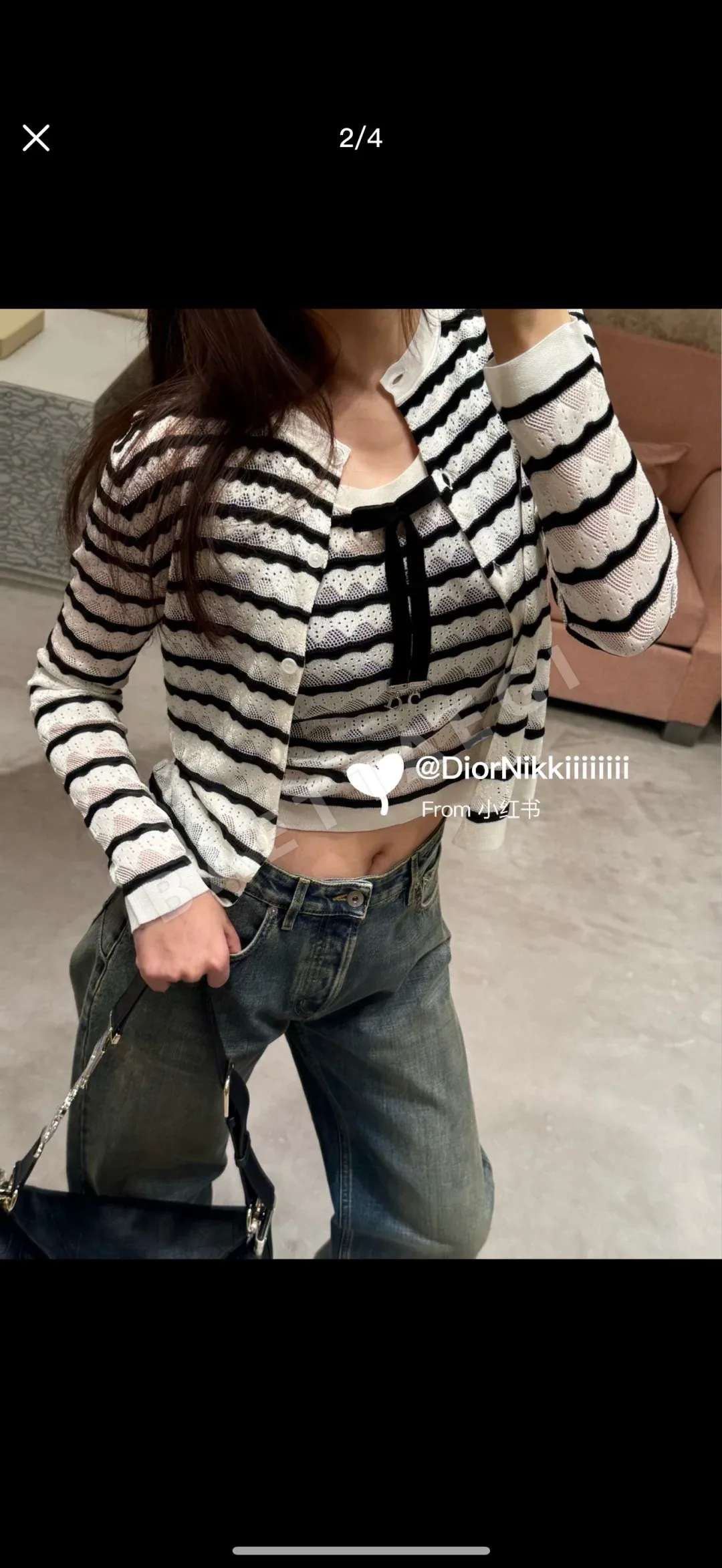 디올 시스루 니트 반팔 가디건 상세 이미지 5