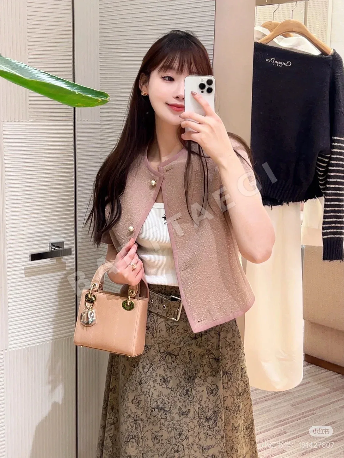 디올 나비 무늬 미디 스커트 상세 이미지 2