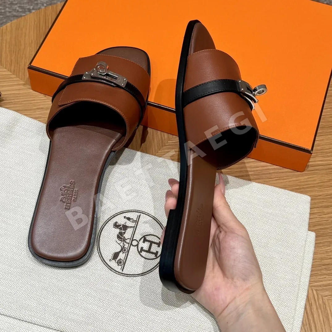 에르메스 줄리아 샌들 Saddle Red Calfskin 실버 금장 상세 이미지 3