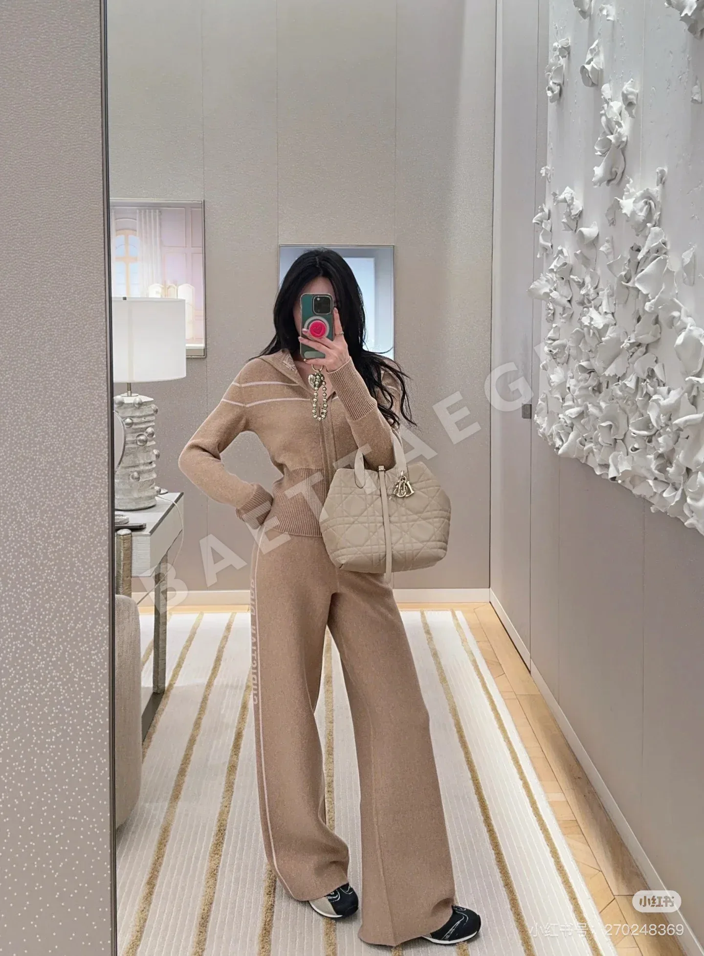 디올 모노그램 레터 후드 리버서블 울 코트 세트 상세 이미지 5
