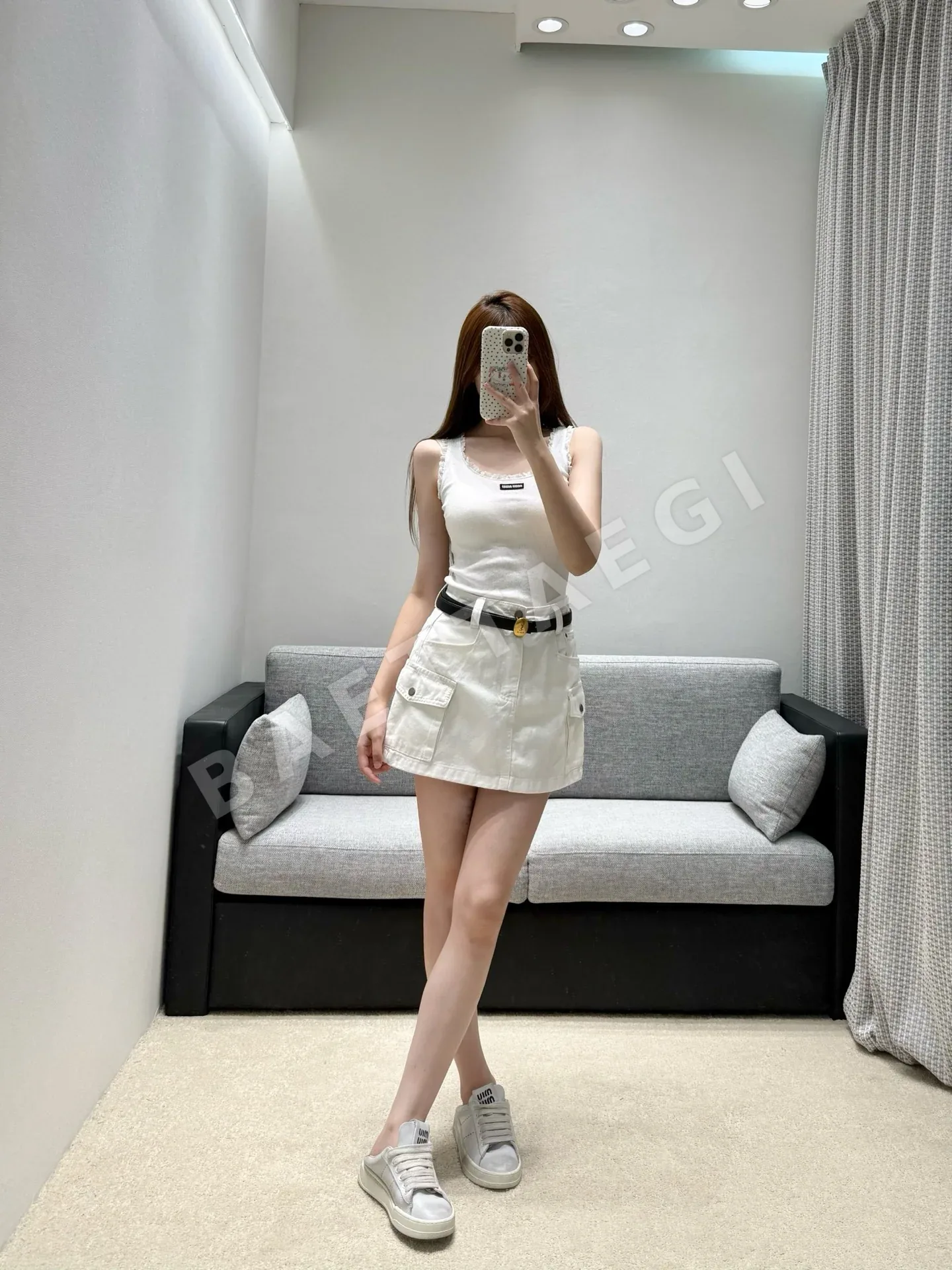 생로랑 코튼 미니스커트 상세 이미지 5