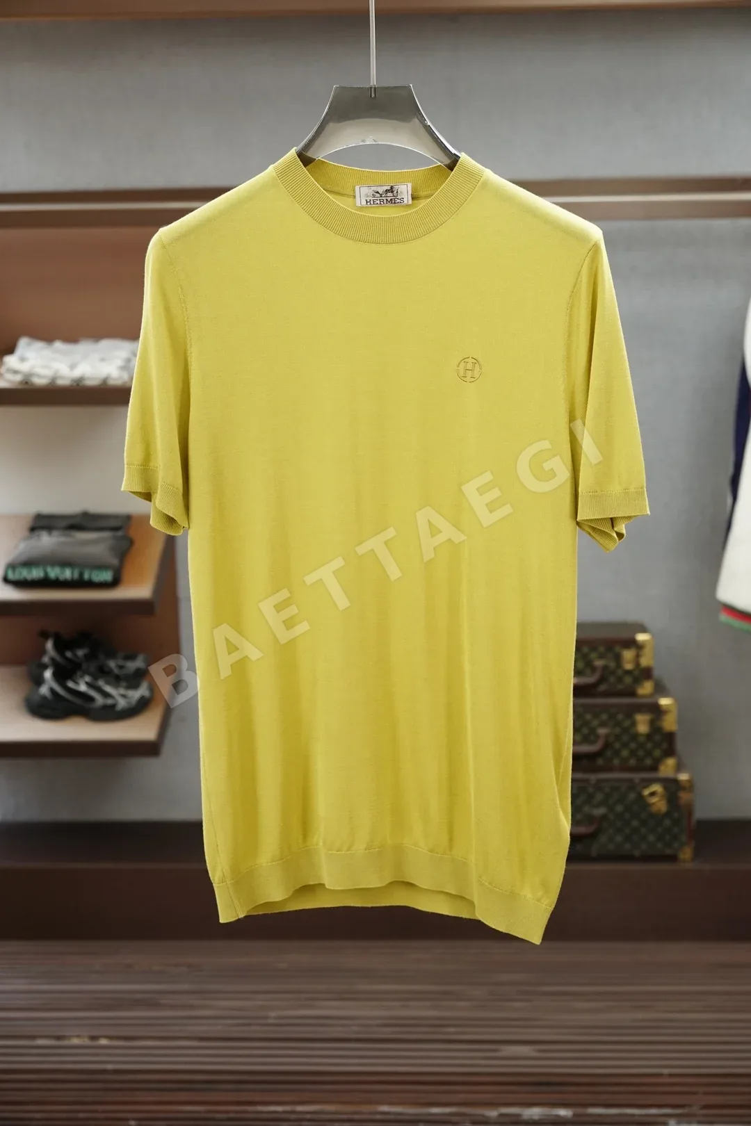 에르메스 Yili 자카드 라운드넥 반팔티셔츠 156376