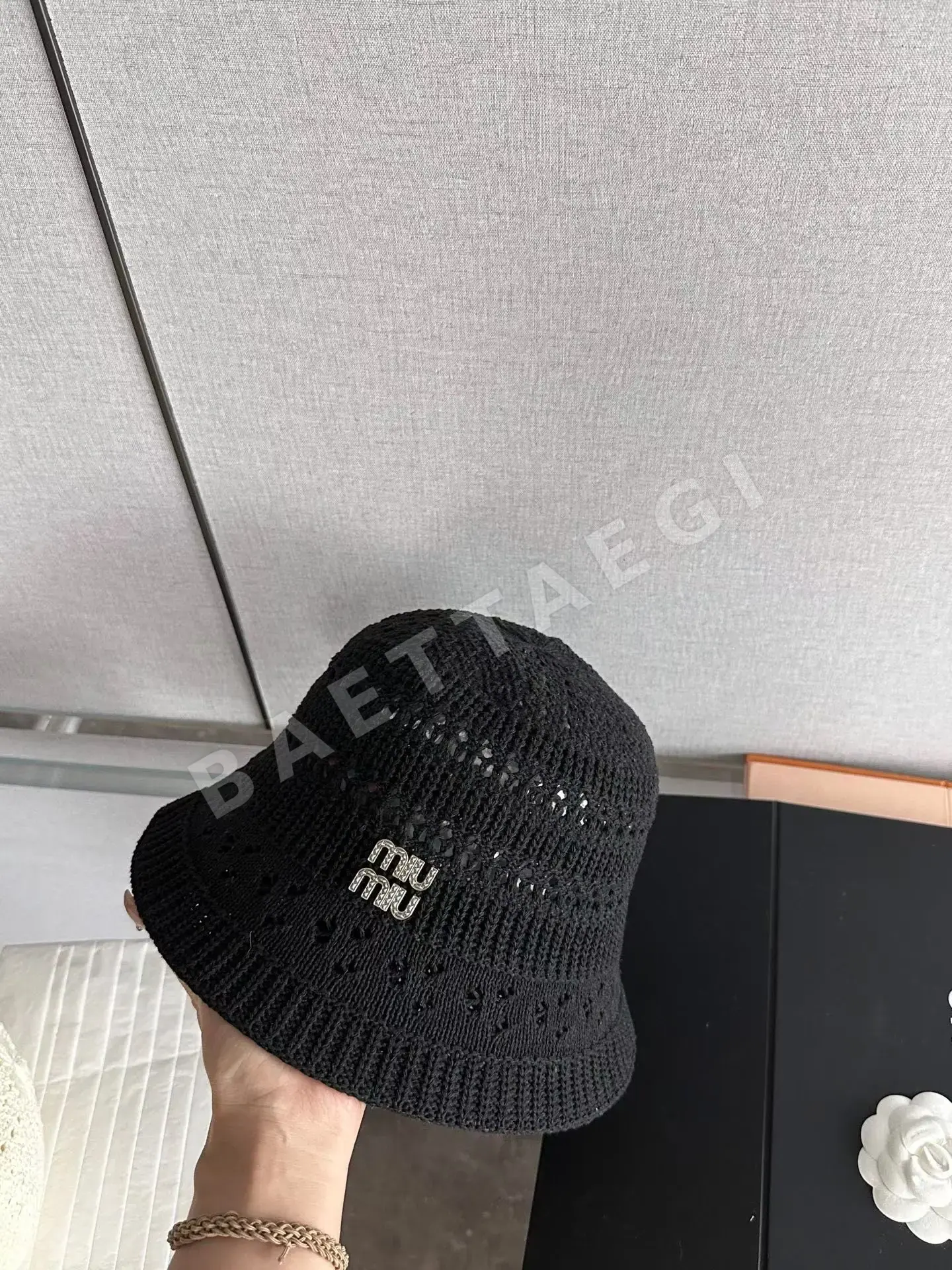 미우미우 면 홑뜨기 버킷햇 상세 이미지 7