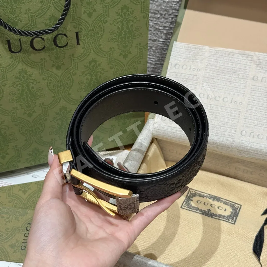 구찌 스퀘어 버클 GG 엠보 소가죽 벨트 상세 이미지 3