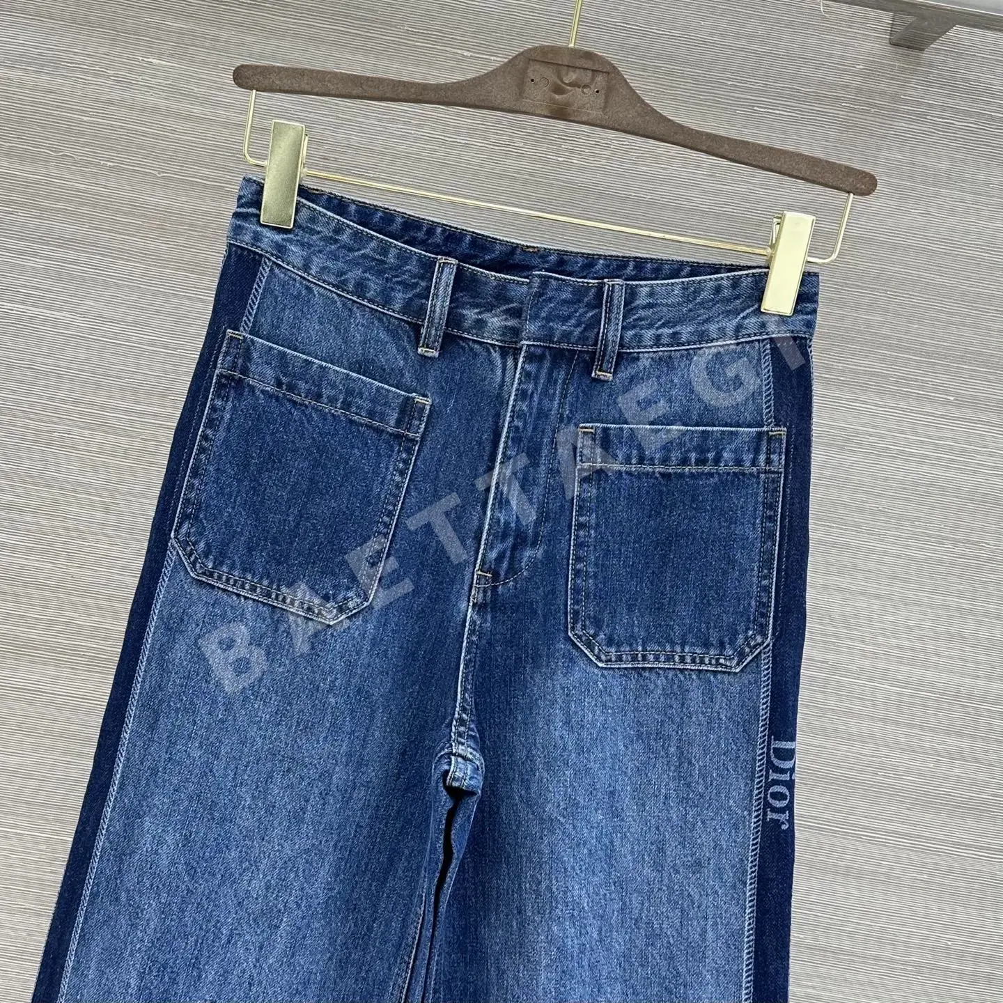 디올 레이저 커팅 워시드 데님 여성 바지 상세 이미지 2