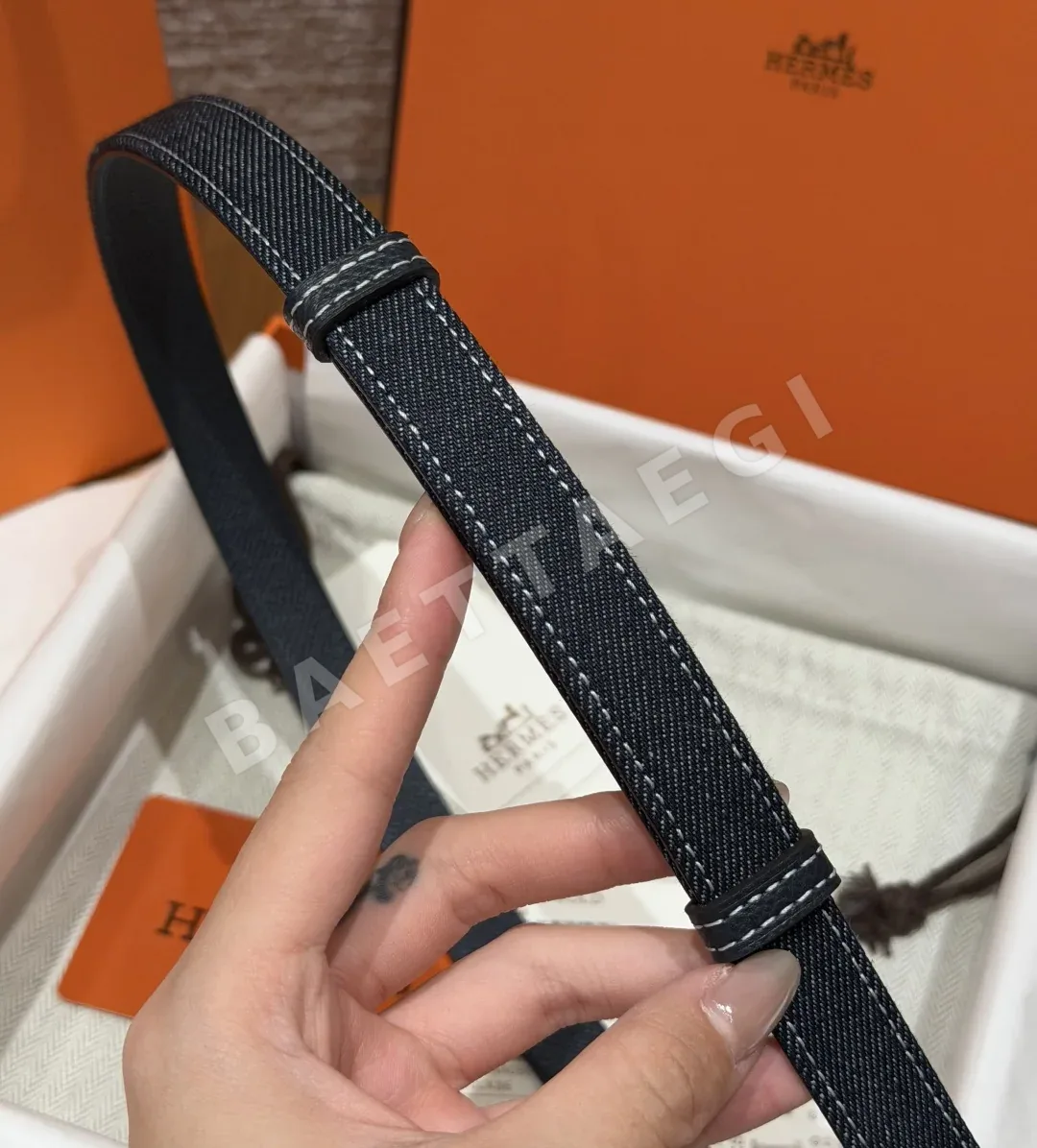 에르메스 H 캔버스 켈리 버클 팔라듐 도금 벨트 상세 이미지 8