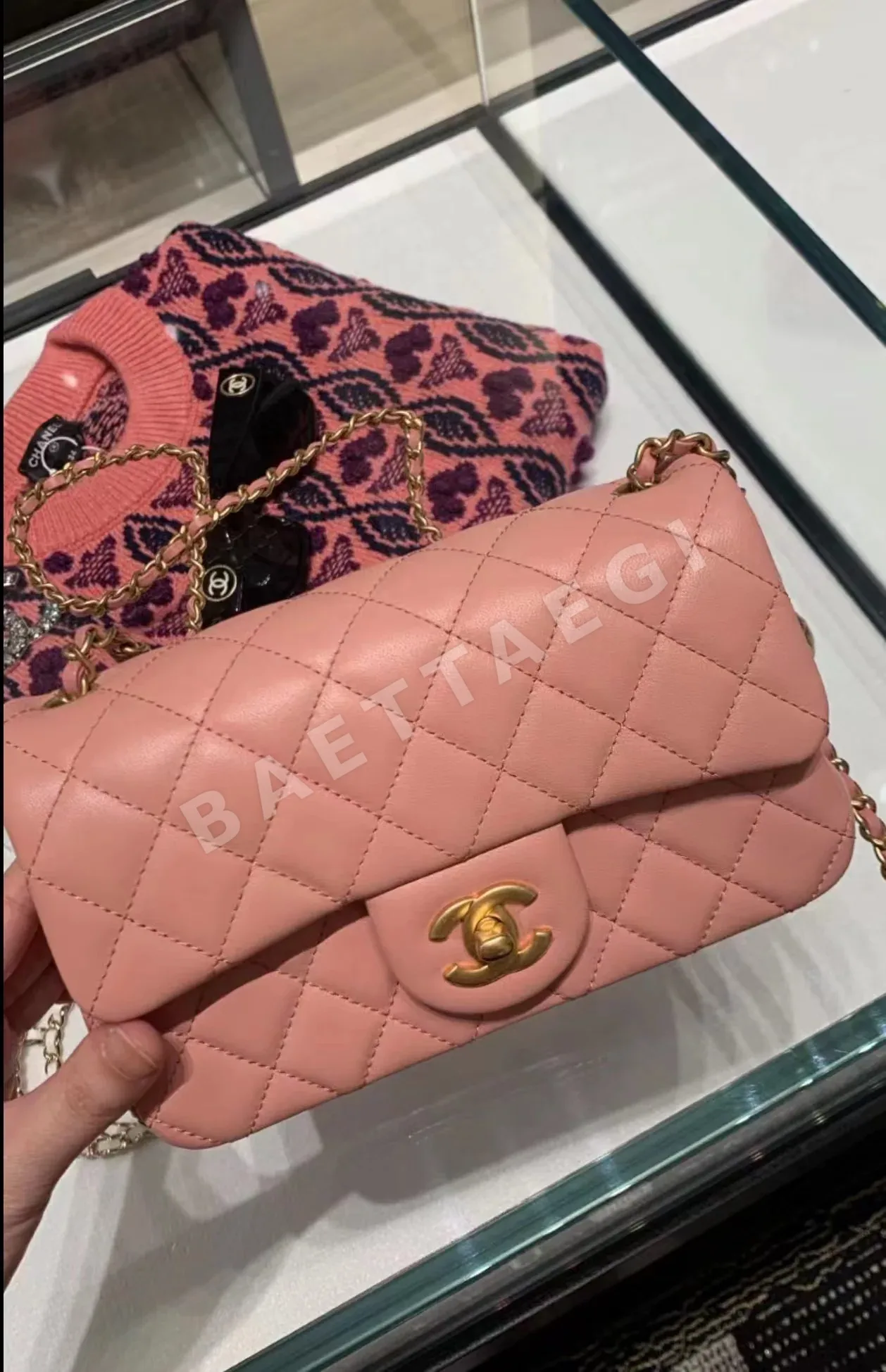 샤넬 23K 빈티지 로즈 핑크 미니 가방 상세 이미지 6