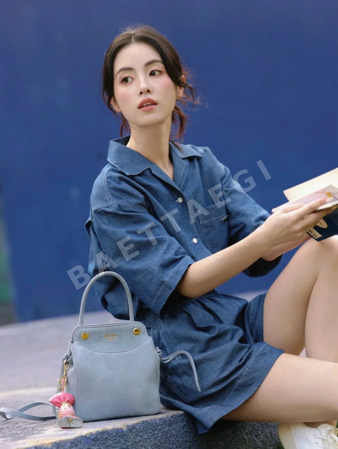프라다 경량 데님 점프수트 세트 상세 이미지 7