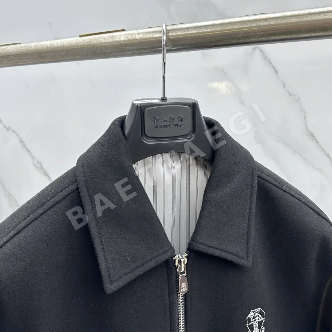 브루넬로쿠치넬리 시프스킨 라펠 본가죽 트림 자켓 상세 이미지 4