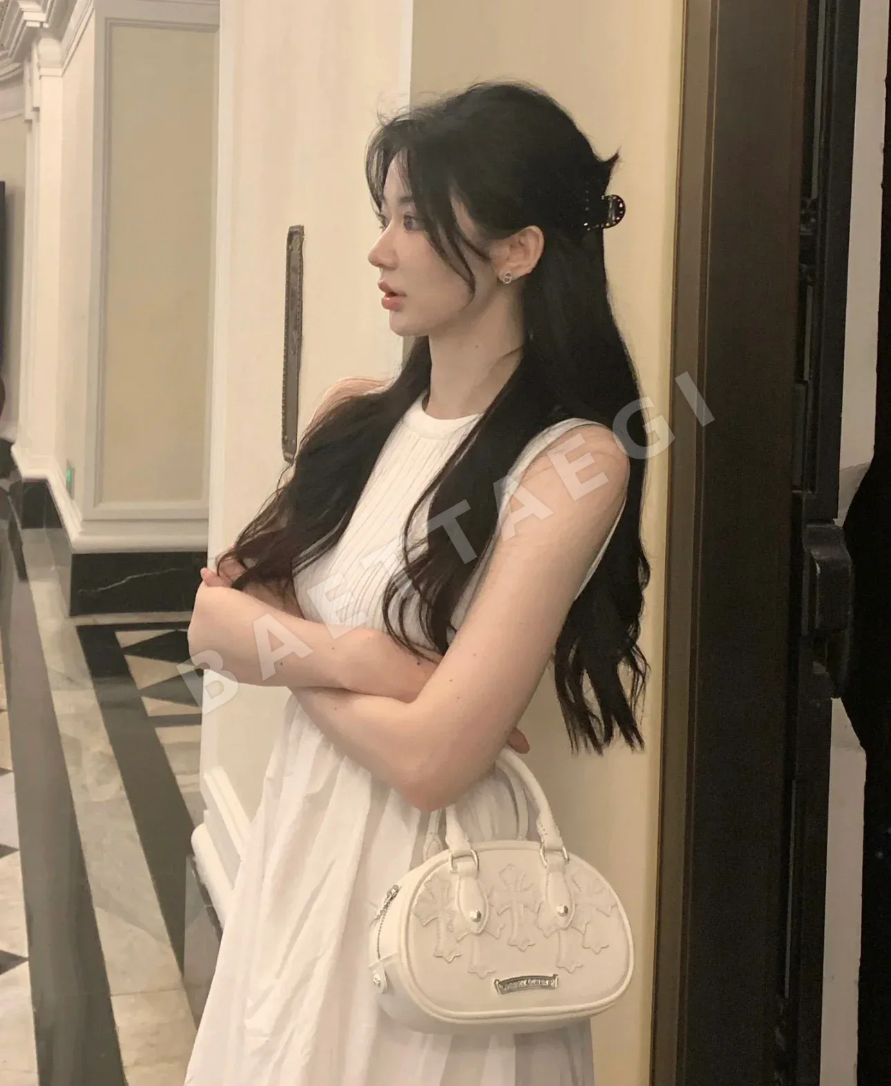 크롬하츠 화이트 텀블 소가죽 볼링 백 상세 이미지 7