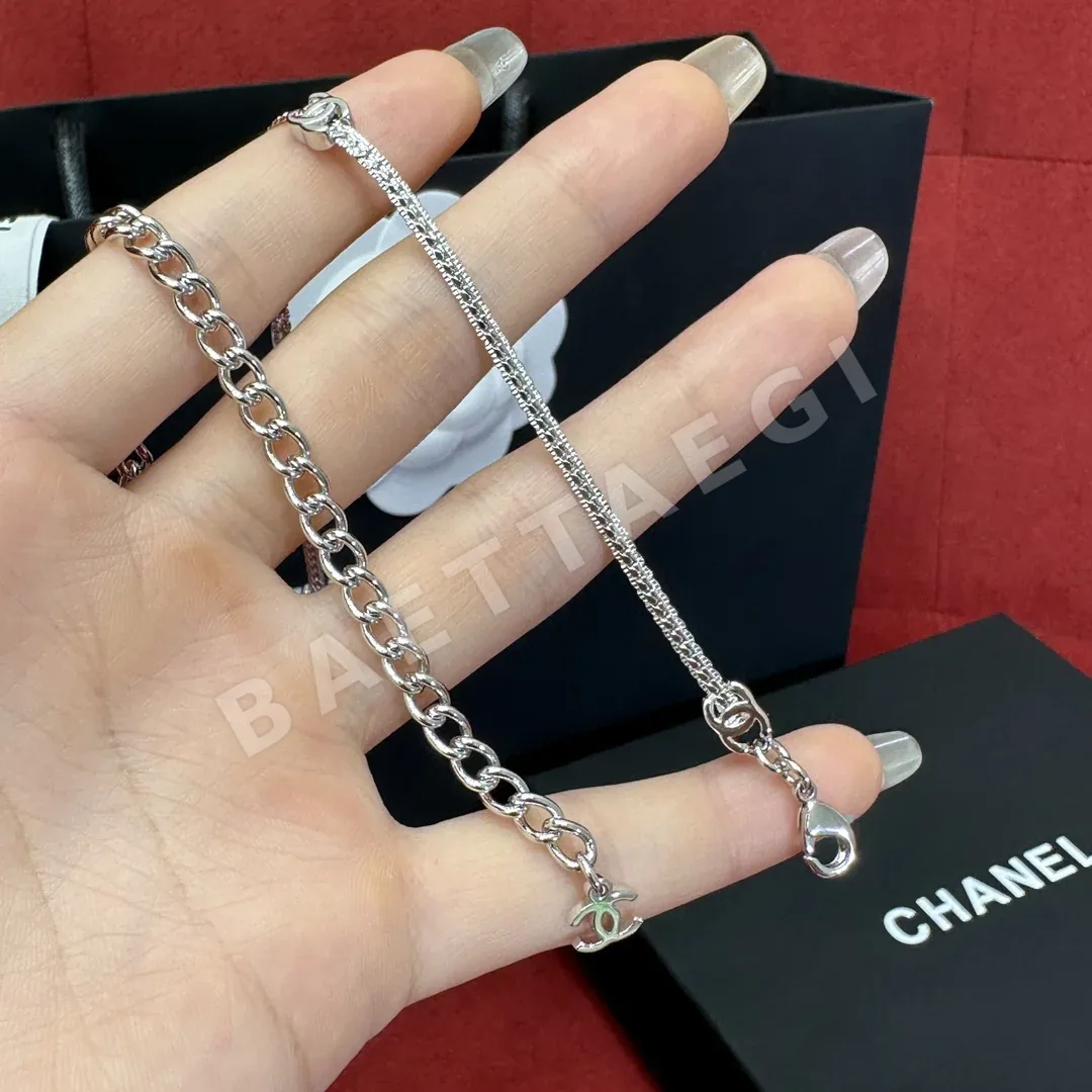 샤넬 스네이크본 체인 더블 C 목걸이 상세 이미지 4