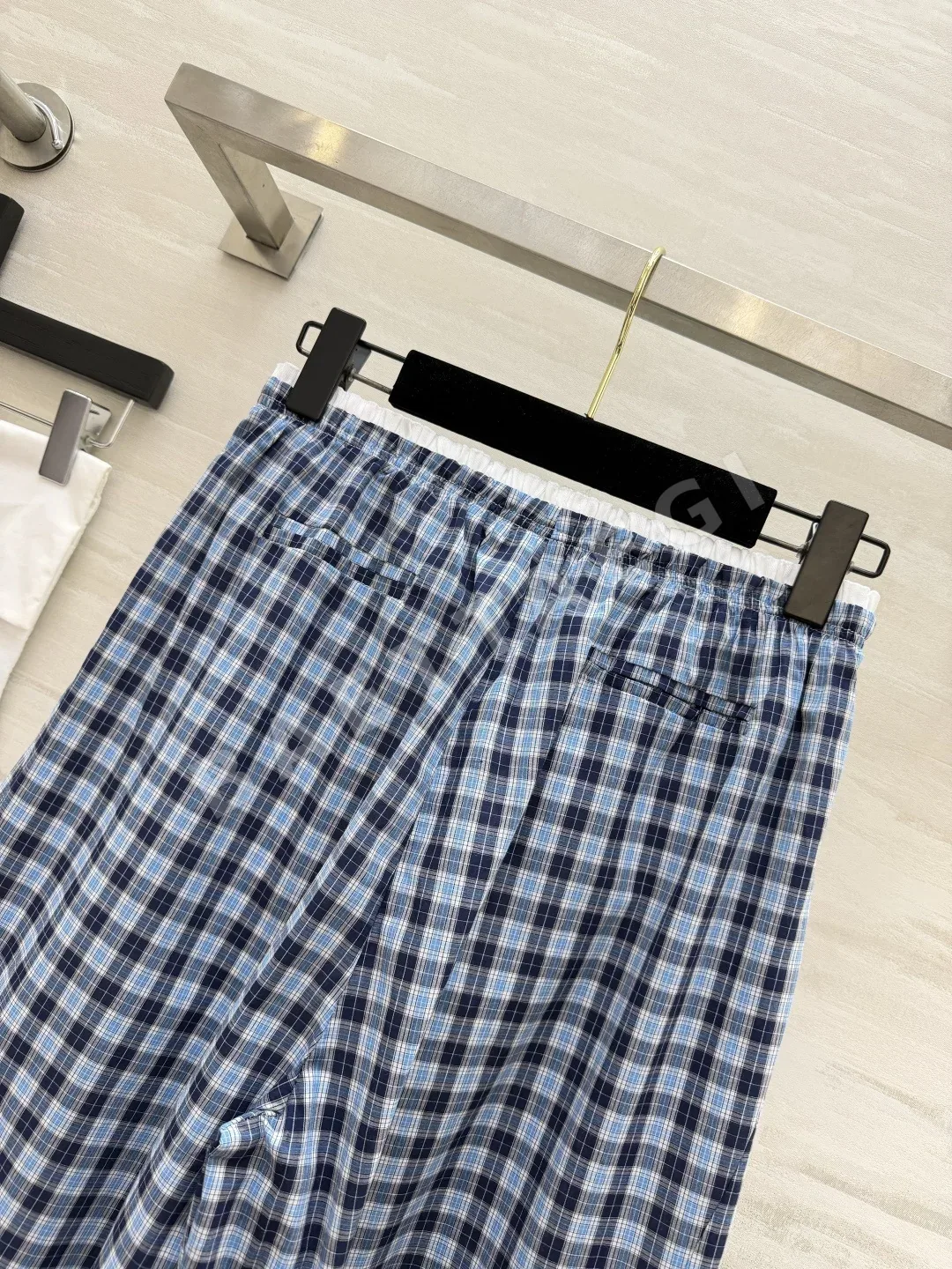 샤넬 레트로 체크 패턴 와이드 팬츠 상세 이미지 7