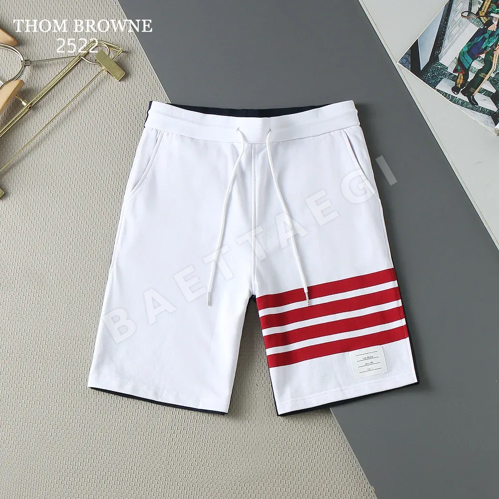 톰브라운 컬러 블록 레드 스트라이프 면 반바지 130390