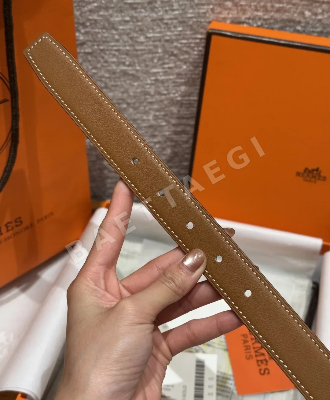 에르메스 무슈 메도르 26mm 스위프트 가죽 벨트 상세 이미지 6