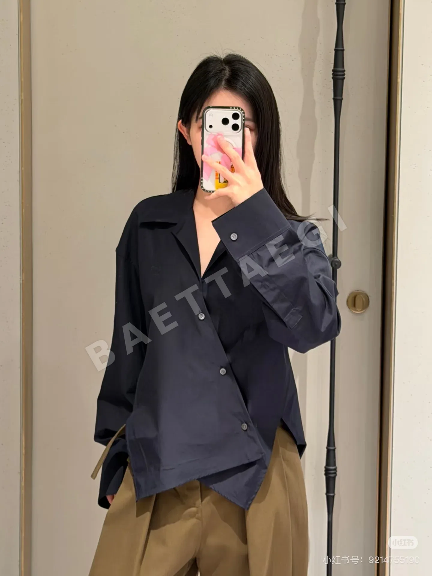 로에베 비대칭 쿠바 카라 여성 셔츠 상세 이미지 4