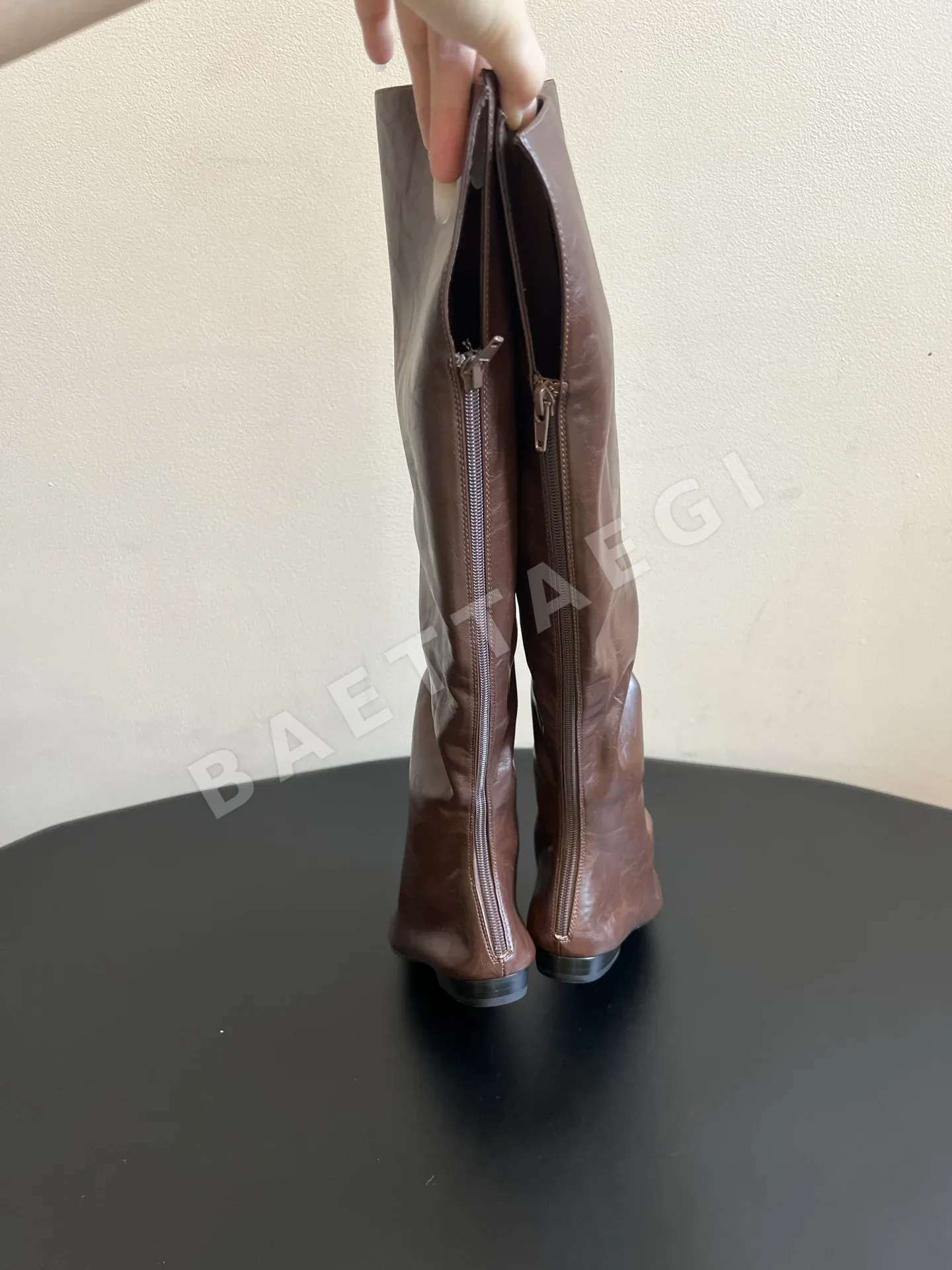더로우 부츠 PU 플랫 상세 이미지 4