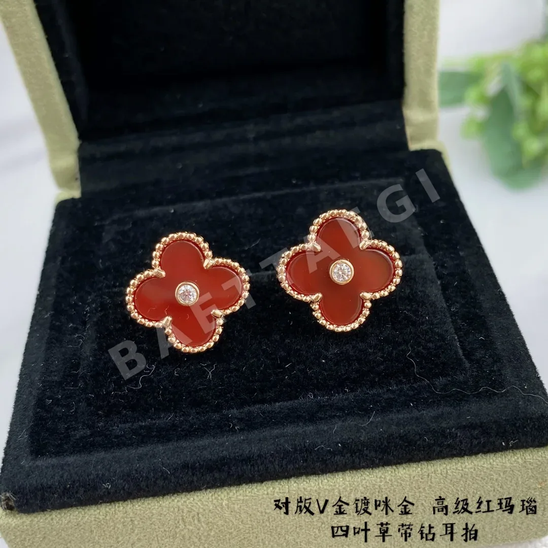 반클리프앤아펠 레드 아게이트 네 잎 클로버 귀걸이 상세 이미지 5