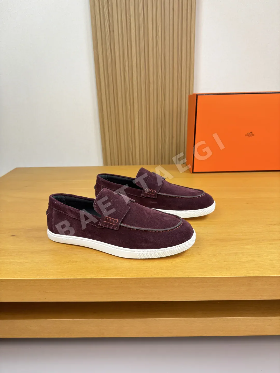 에르메스 로퍼 가죽 로고 스트라이프 장식 207120