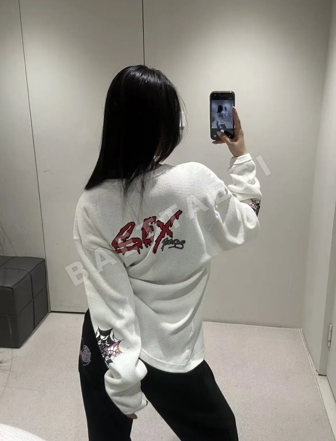 크롬하츠 투슬리브 스파이더 와플 긴팔 티셔츠 119368
