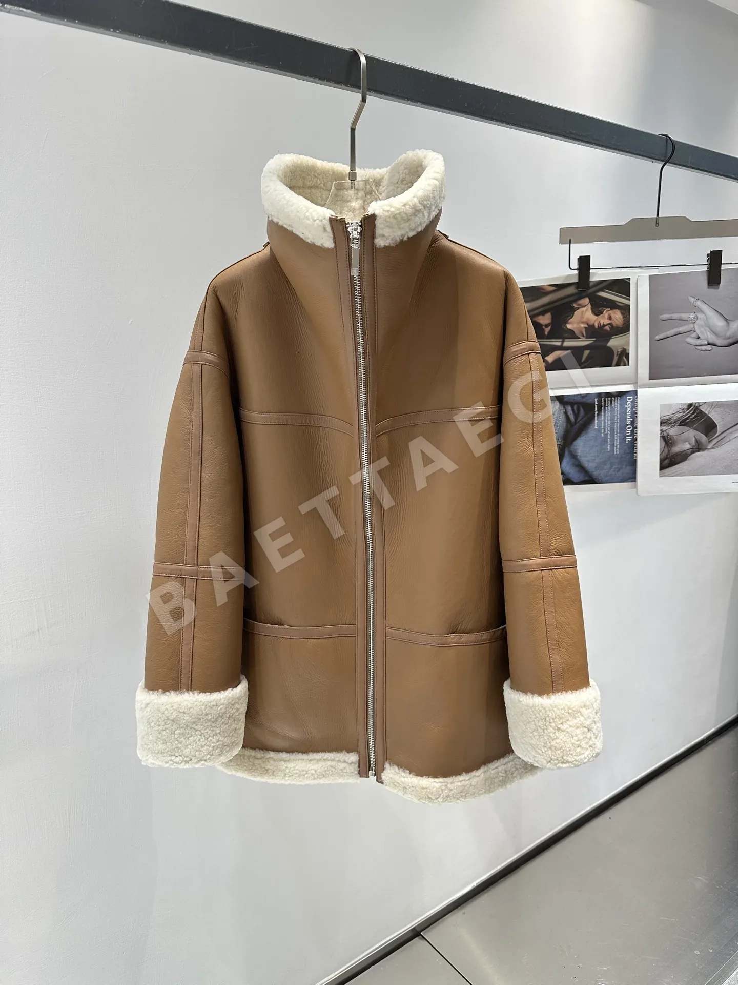 토템 울 모피 여성 자켓 상세 이미지 3