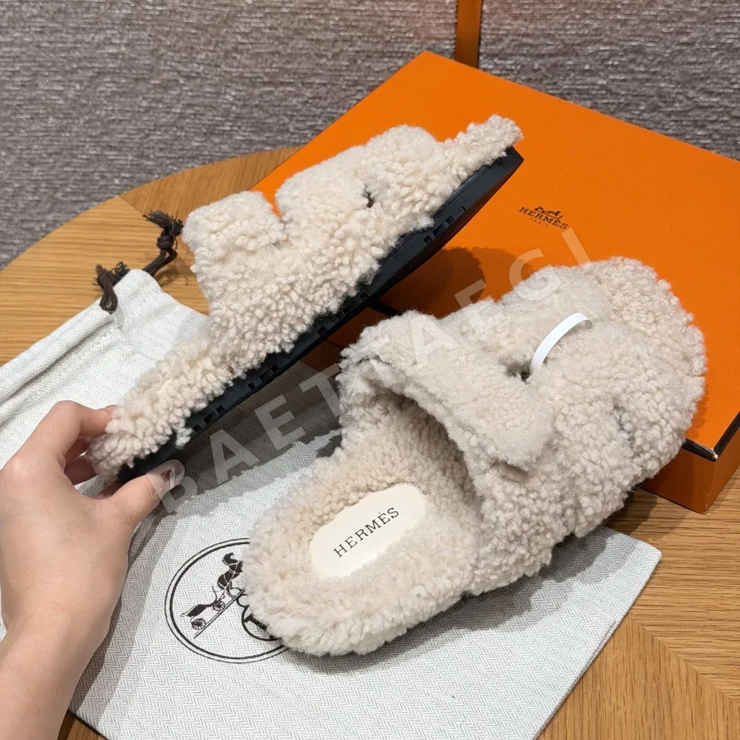 에르메스 시프레 샌들 흰색 울 오래된 발목 디자인 상세 이미지 4