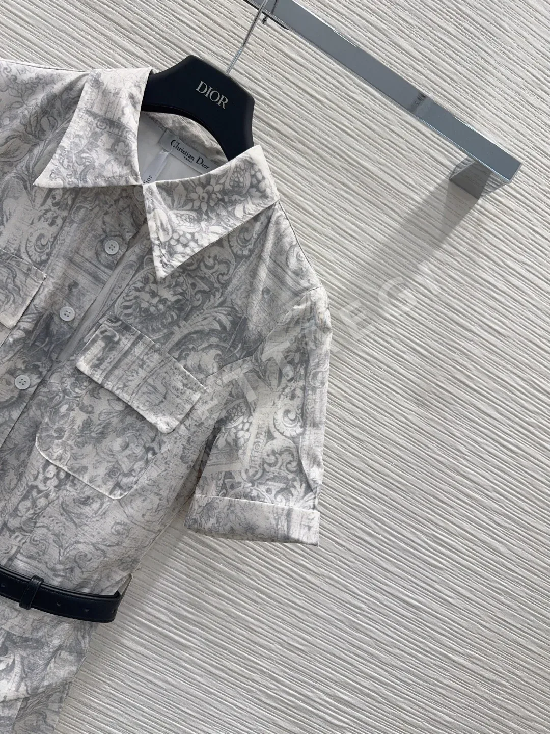 디올 허리 밴드 미들 기장 자카드 여성 원피스 상세 이미지 4