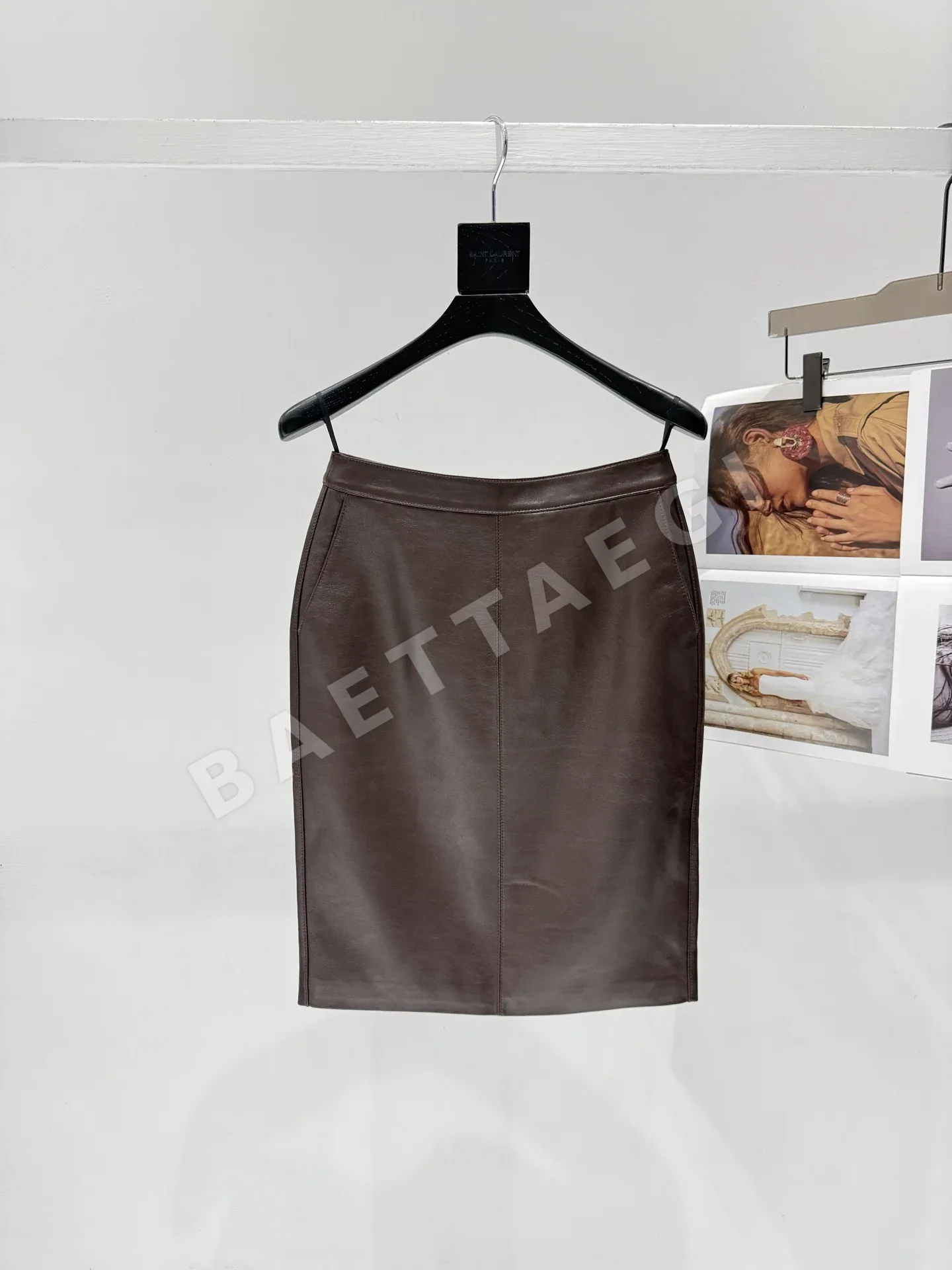 생로랑 양가죽 레더 스커트 상세 이미지 2