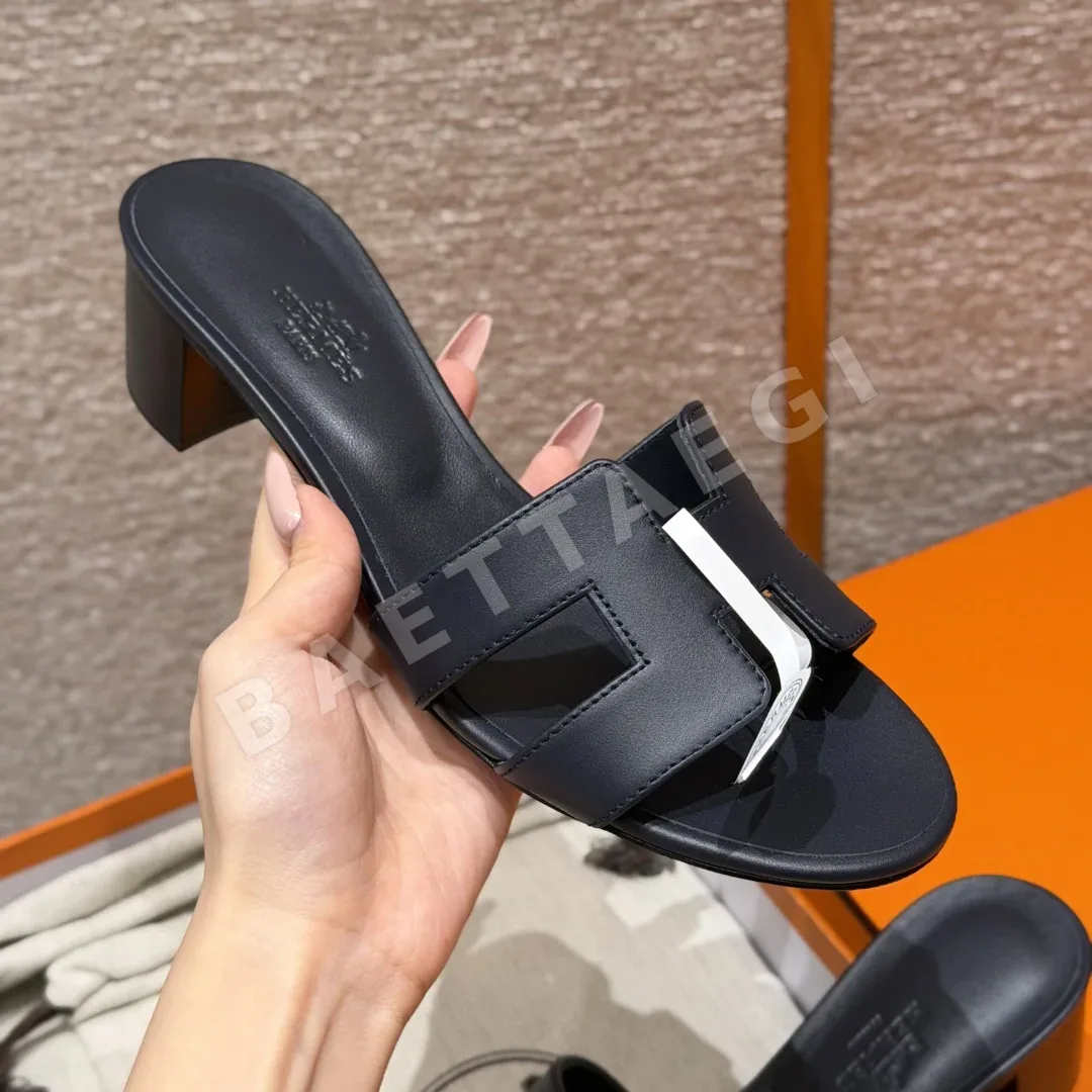 에르메스 오아시스 샌들 네이비블루 평직 하이힐 상세 이미지 3