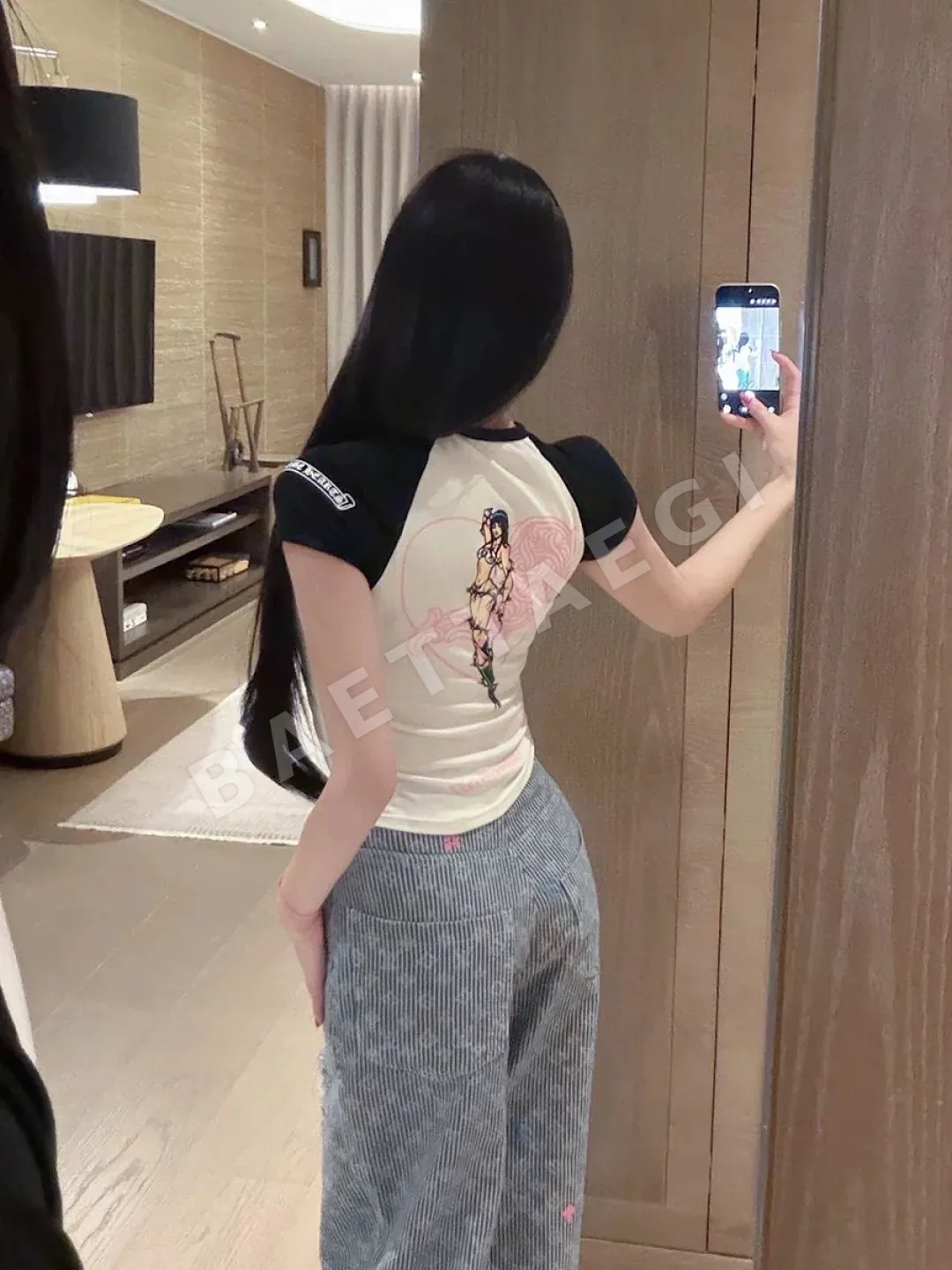 크롬하츠 래글런 슬리브 여성 반팔 티셔츠 상세 이미지 7