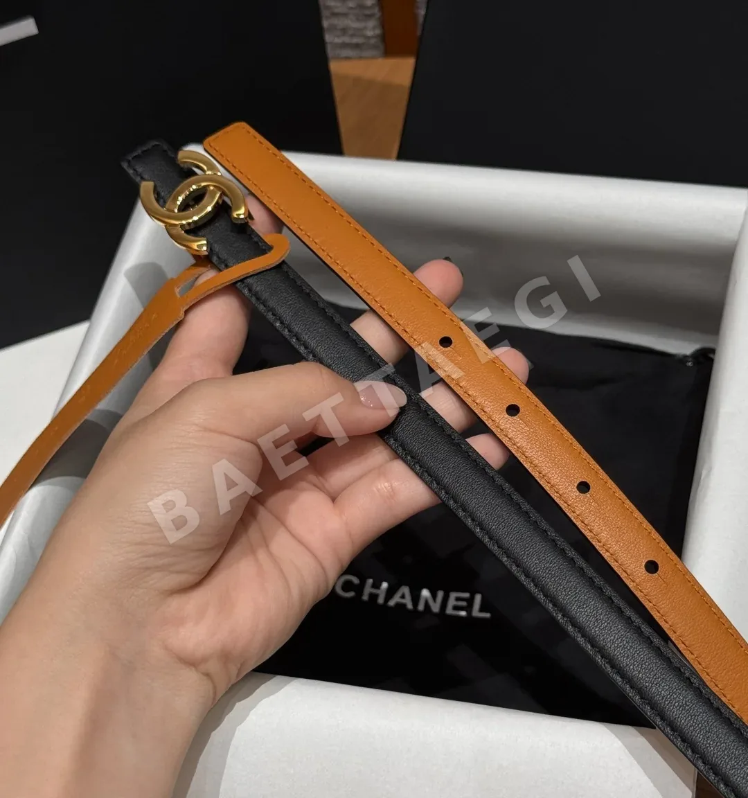 샤넬 더블 C 로고 가죽 벨트 상세 이미지 8