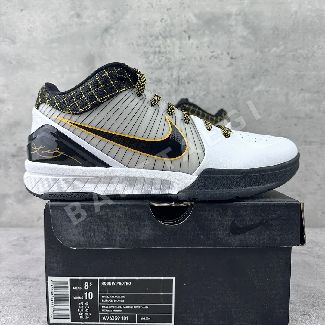 나이키 코비 4 프로트로 AV6339-101 201001 Nike Kobe 4 Protro White Black Del Sol ZK4