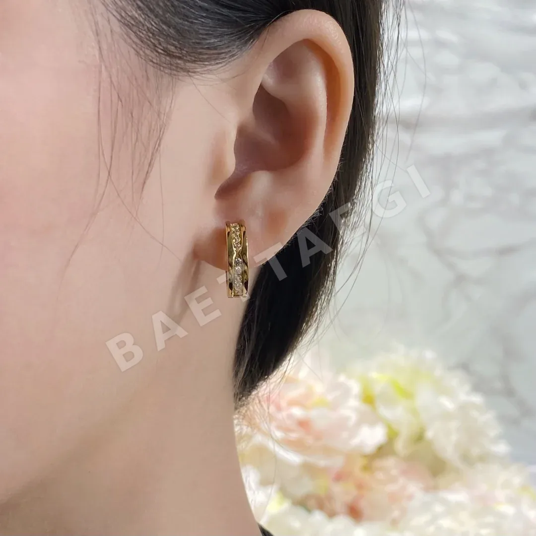 불가리 18K 골드 다이아몬드 귀걸이 상세 이미지 1