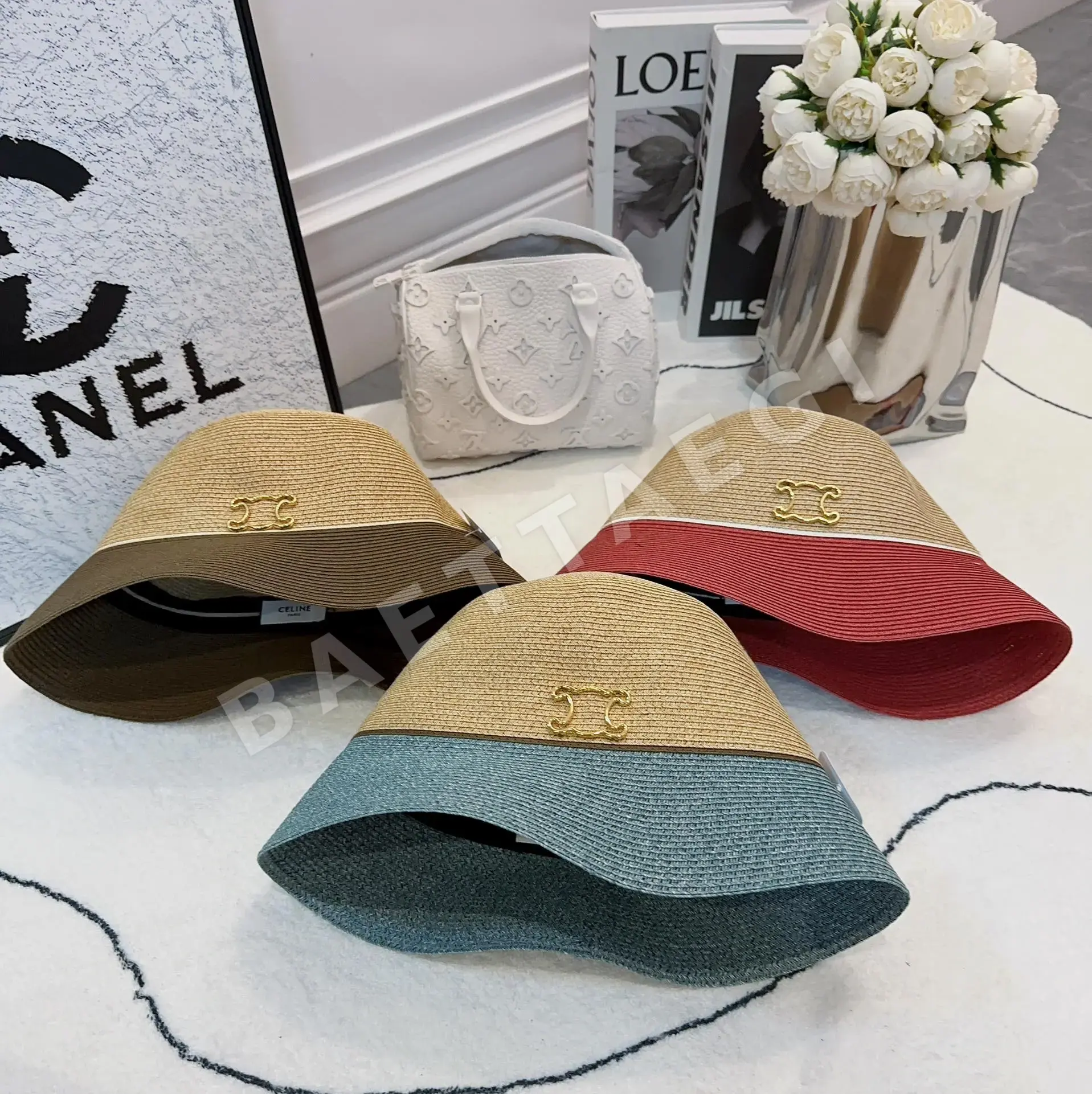 셀린느 컬러 블록 스트로 캡 83316