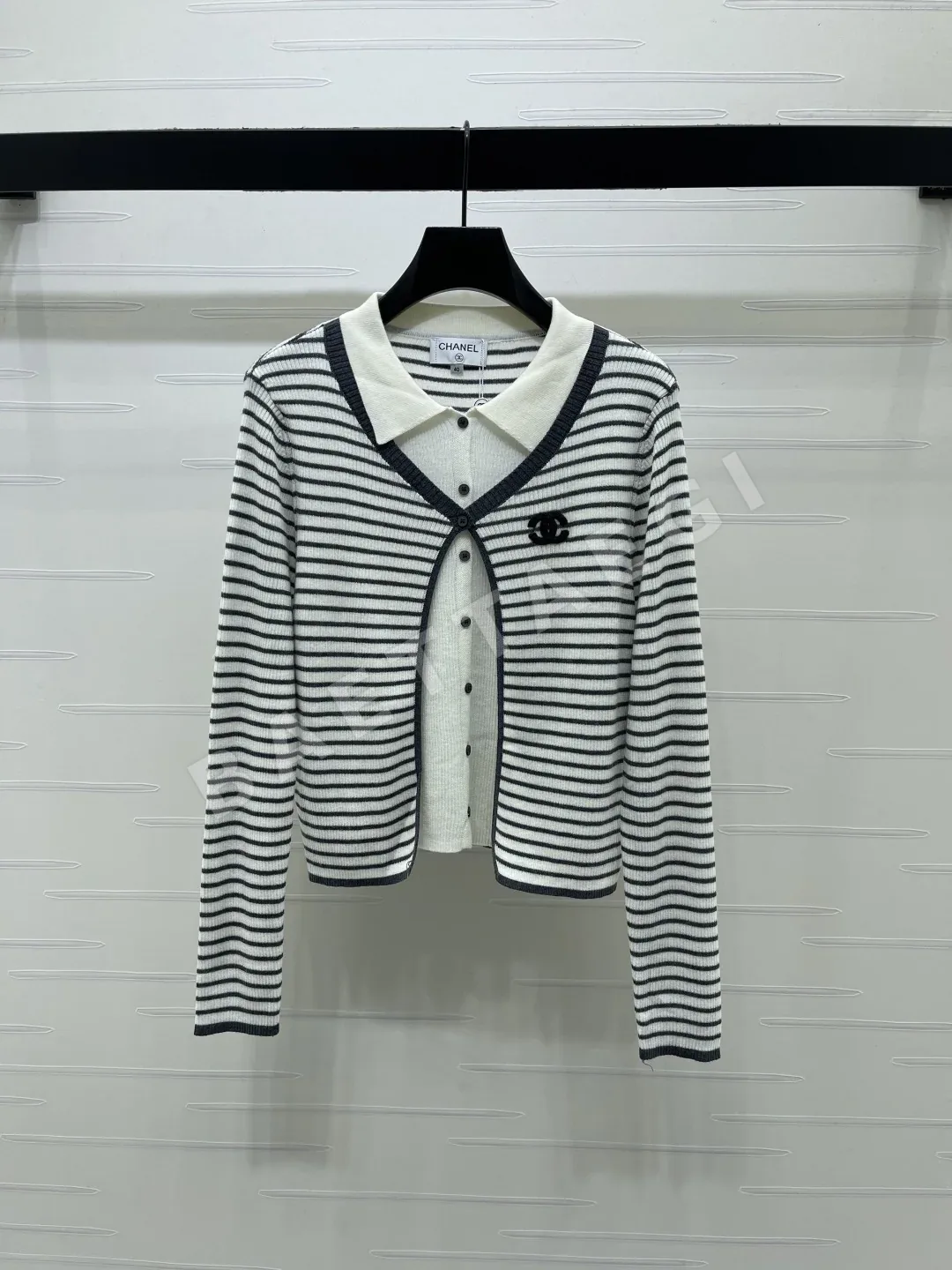 샤넬 컬러 블록 카라 여성 가디건 상세 이미지 1