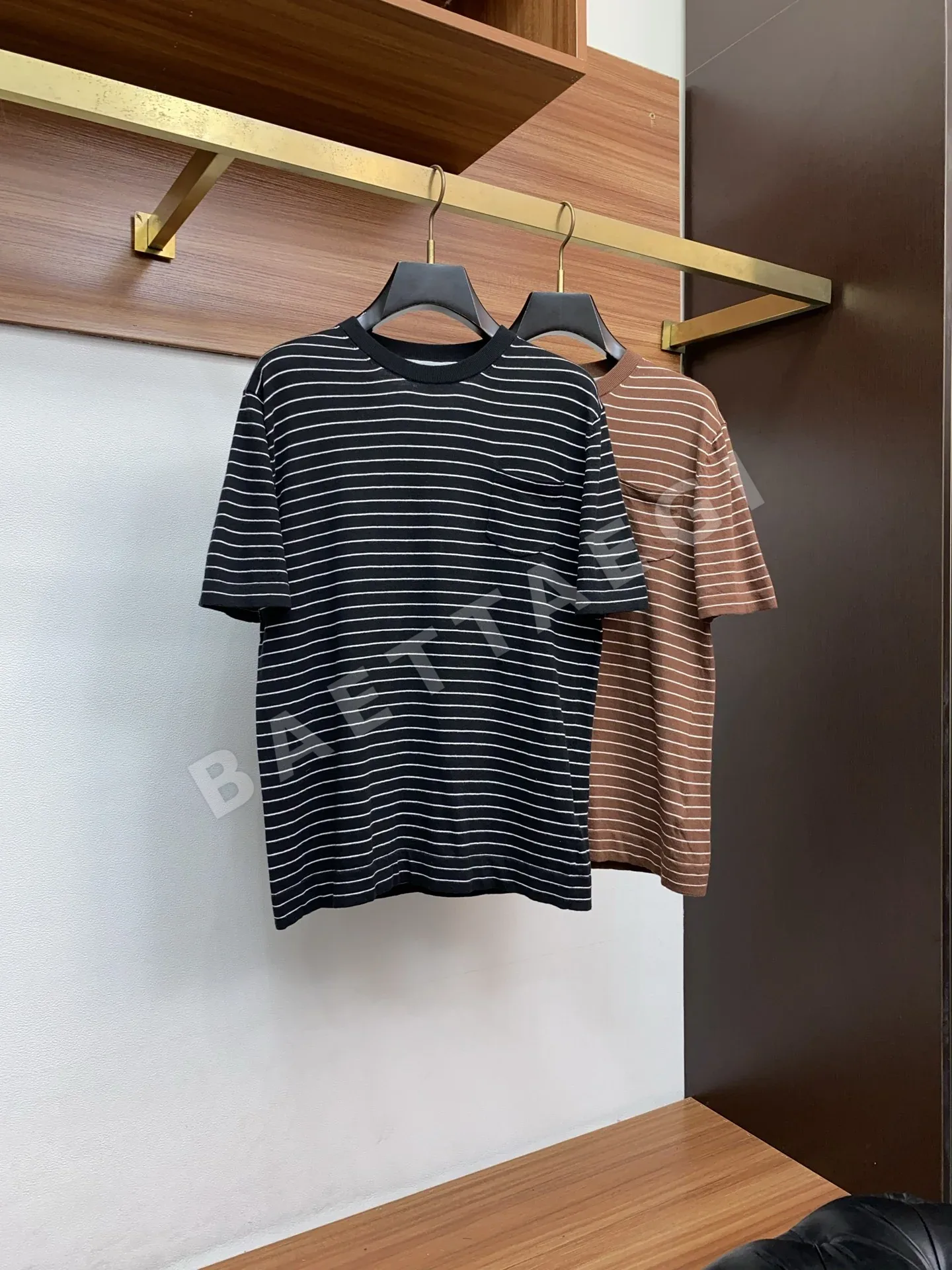 브루넬로쿠치넬리 남성 크루넥 스트라이프 반팔 티셔츠 상세 이미지 9
