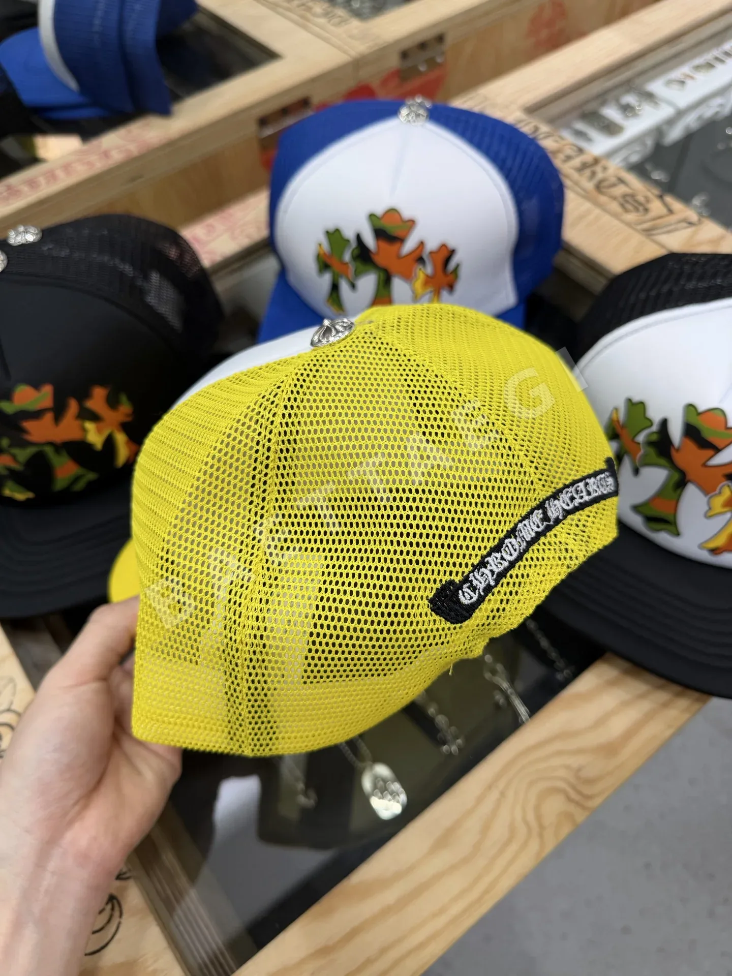 크롬하츠 옐로우 카모플라주 쓰리 크로스 베이스볼 캡 상세 이미지 3