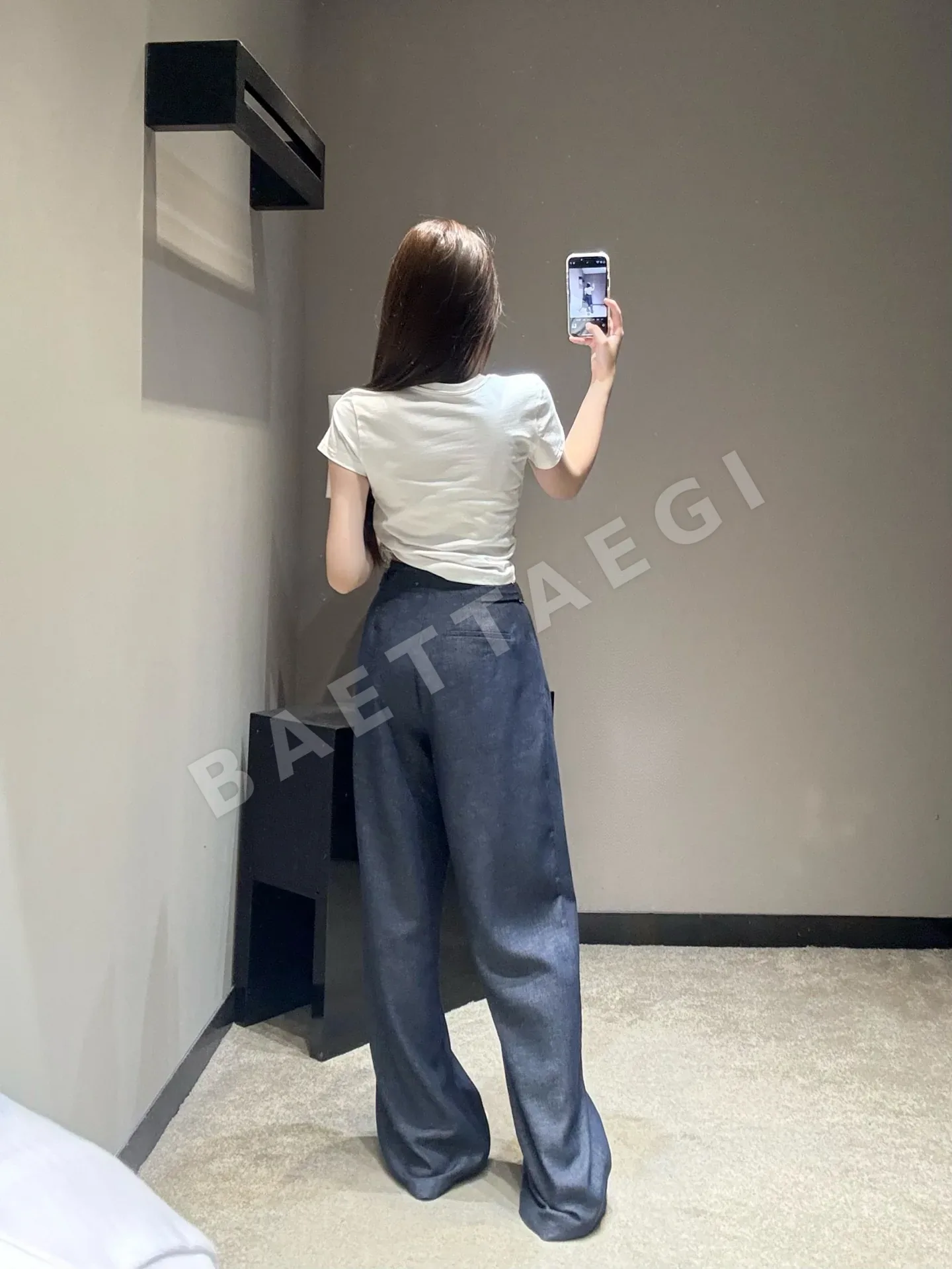 미우미우 린넨 와이드 레그 여성 바지 상세 이미지 7