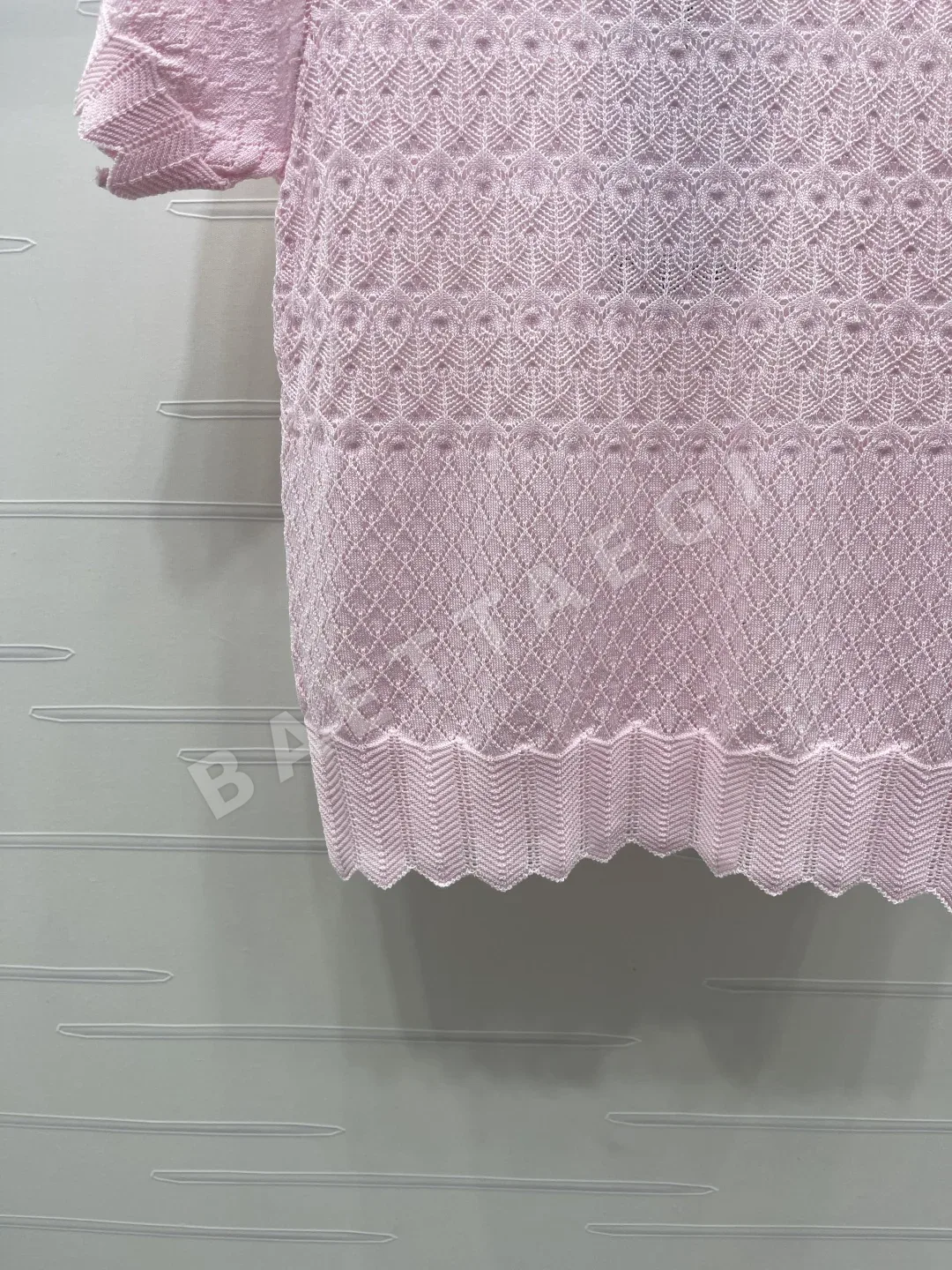 샤넬 꽃무늬 자수 크루넥 니트 여성 반팔 티셔츠 상세 이미지 5