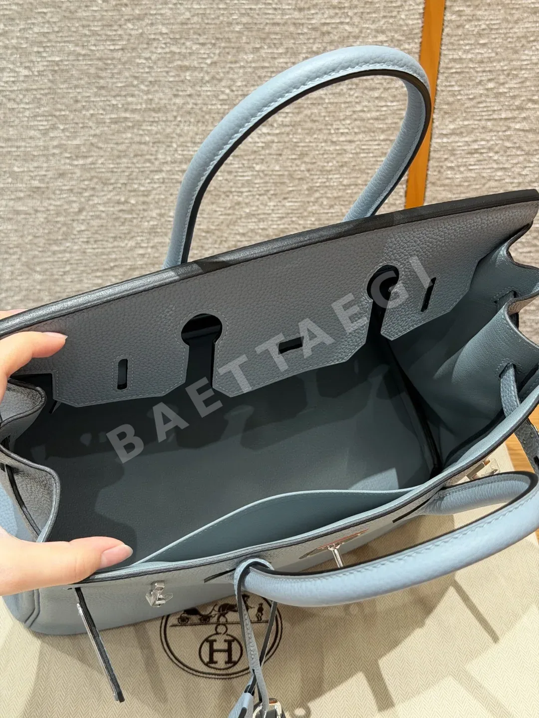 에르메스 버킨 30 린넨블루 토고 가죽 가방 상세 이미지 6