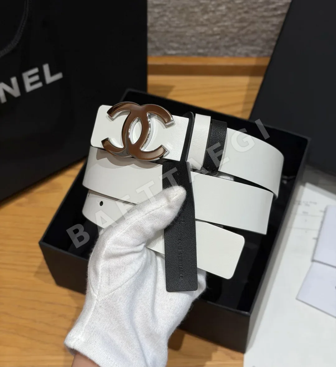 샤넬 리버시블 카프스킨 더블 C 버클 벨트 상세 이미지 2
