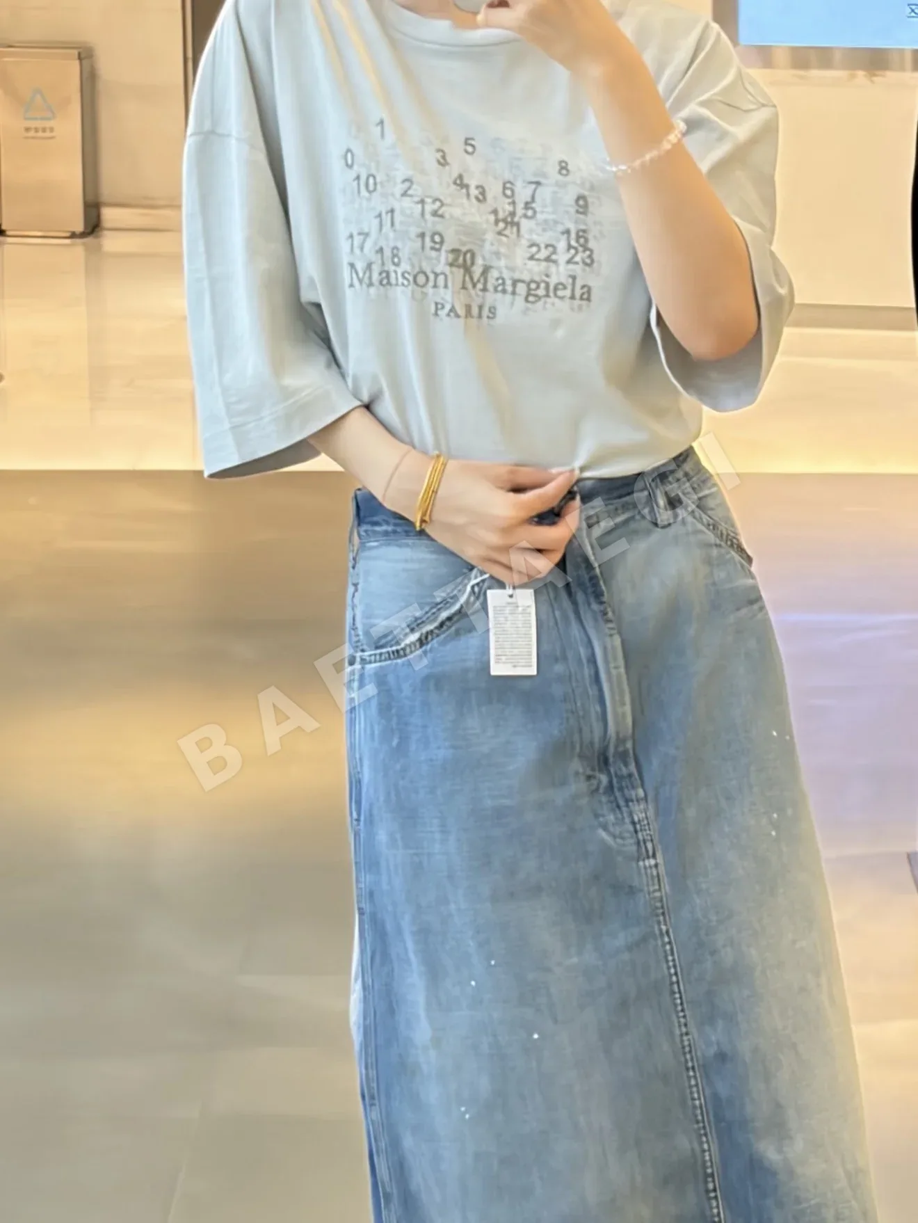 마르지엘라 여성 데님 미디 스커트 상세 이미지 5