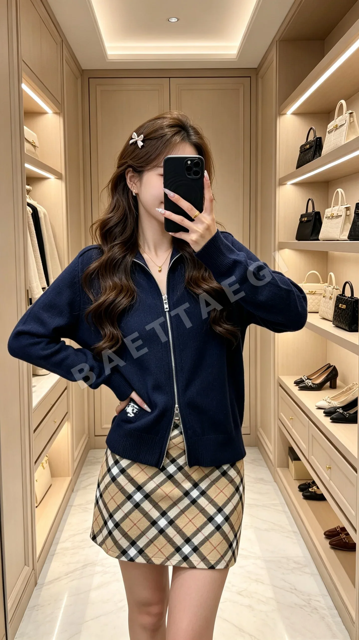 버버리 워터호스 로고 울 가디건 154134
