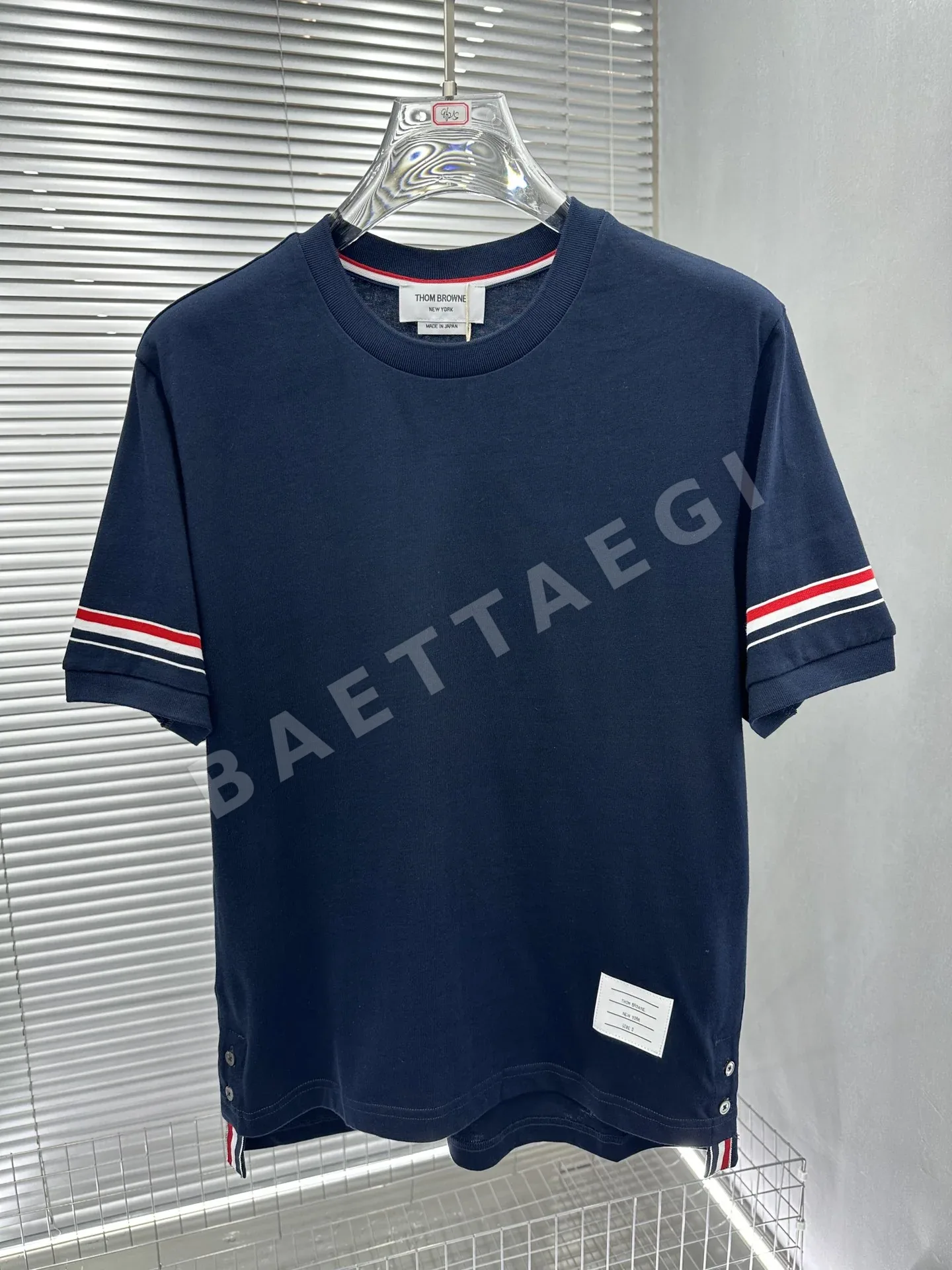 톰브라운 남성 더블 니트 실 염색 반팔 티셔츠 50375