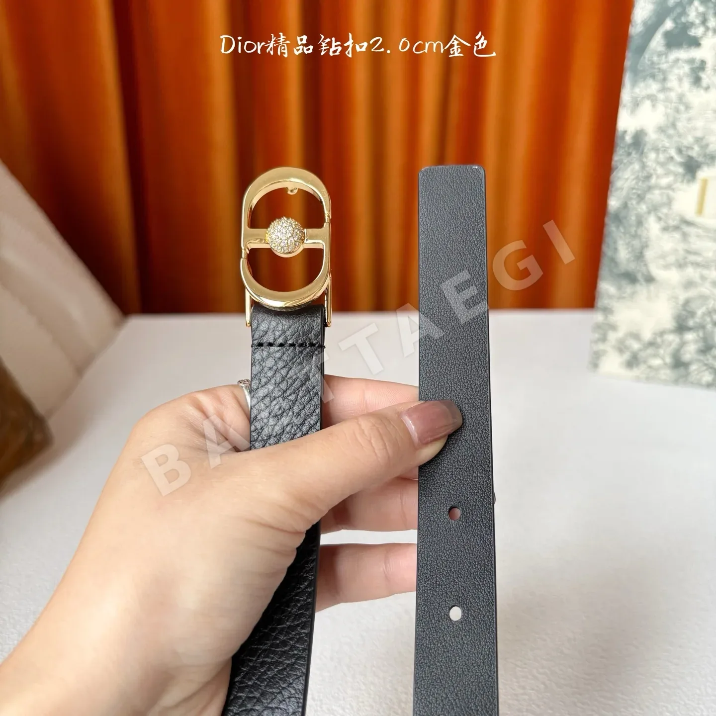 디올 가죽 벨트 큐빅 장식 상세 이미지 4